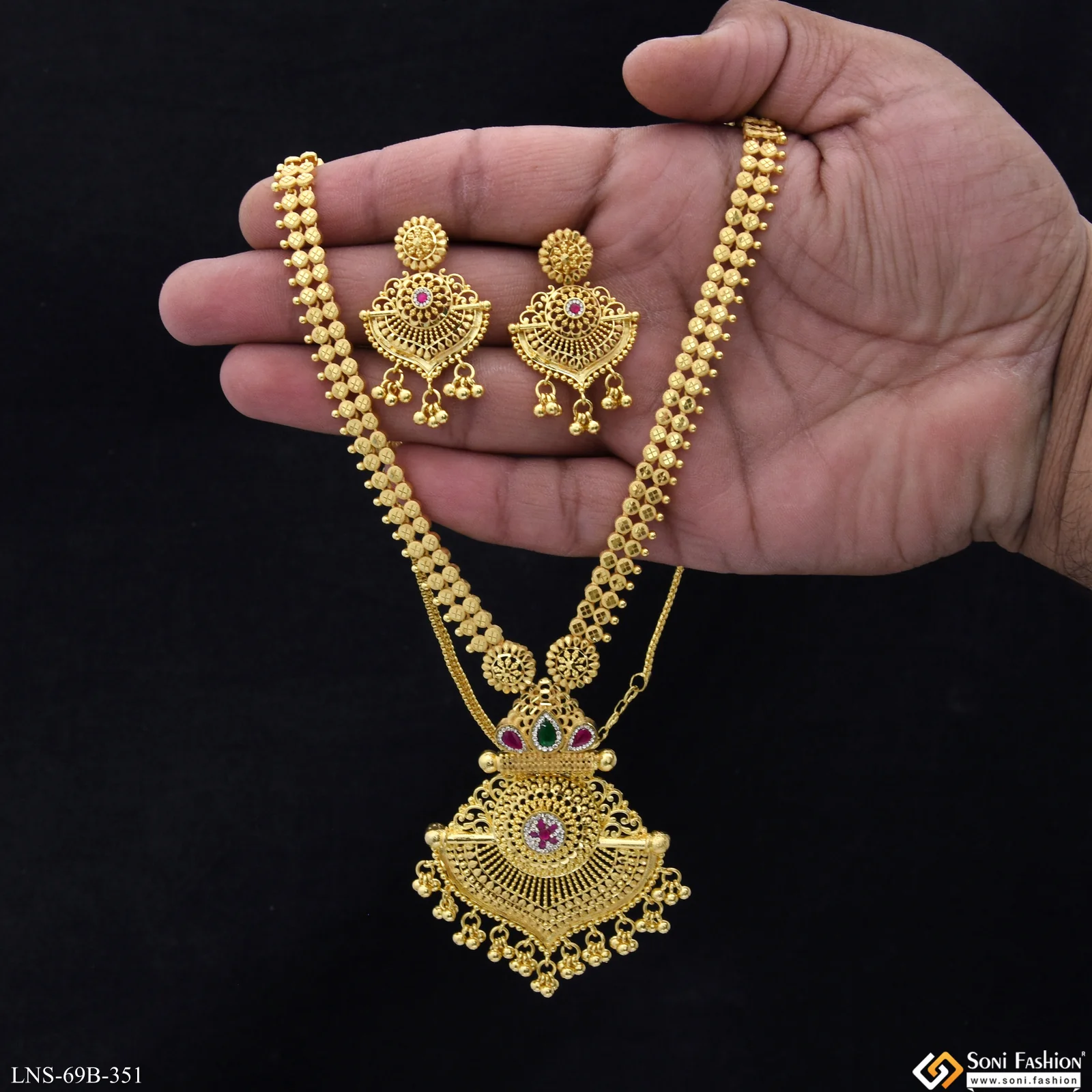 1 Gram Gold Plated Exclusive Design Necklace Set for Women - Style B351 - Image 2