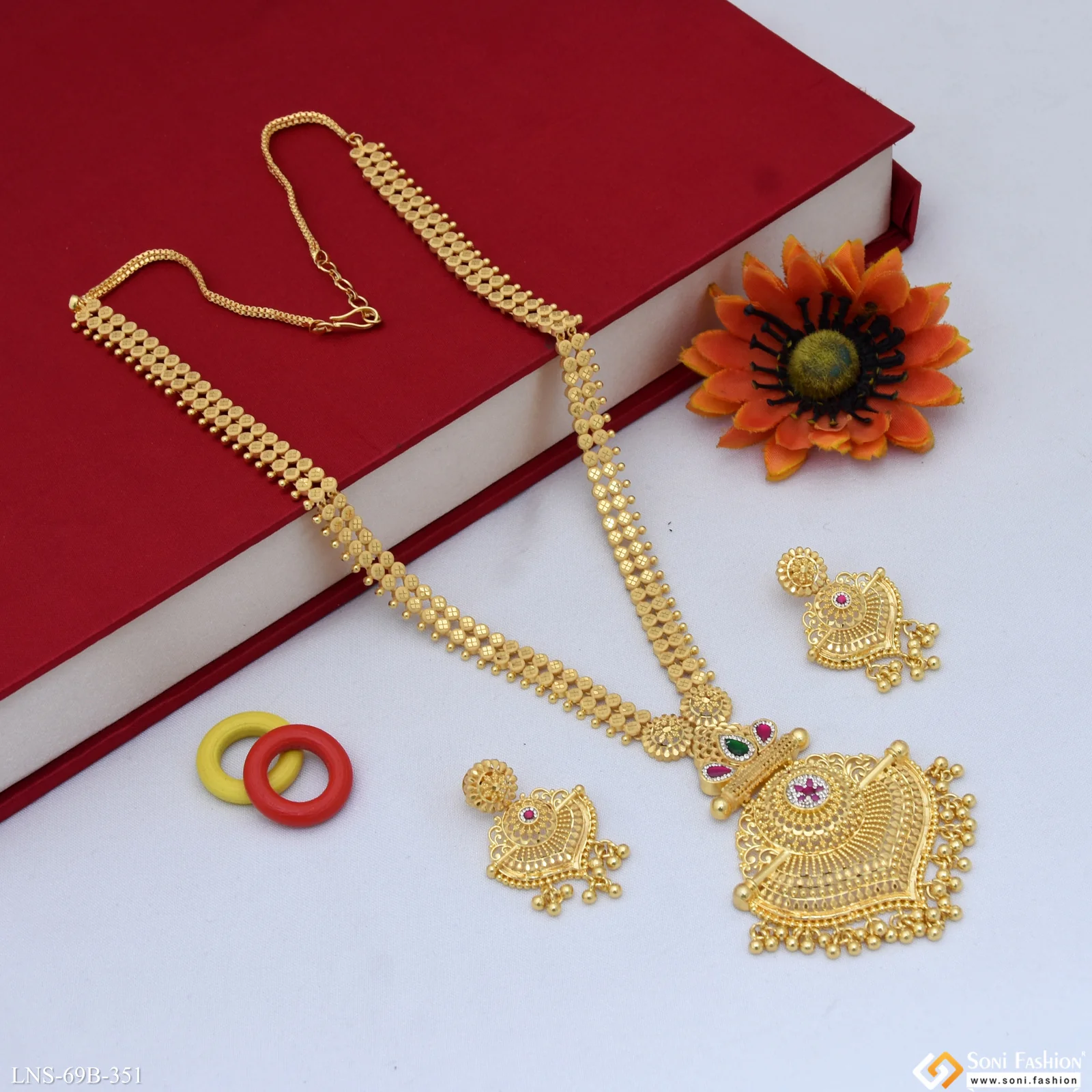 1 Gram Gold Plated Exclusive Design Necklace Set for Women - Style B351 - Image 4
