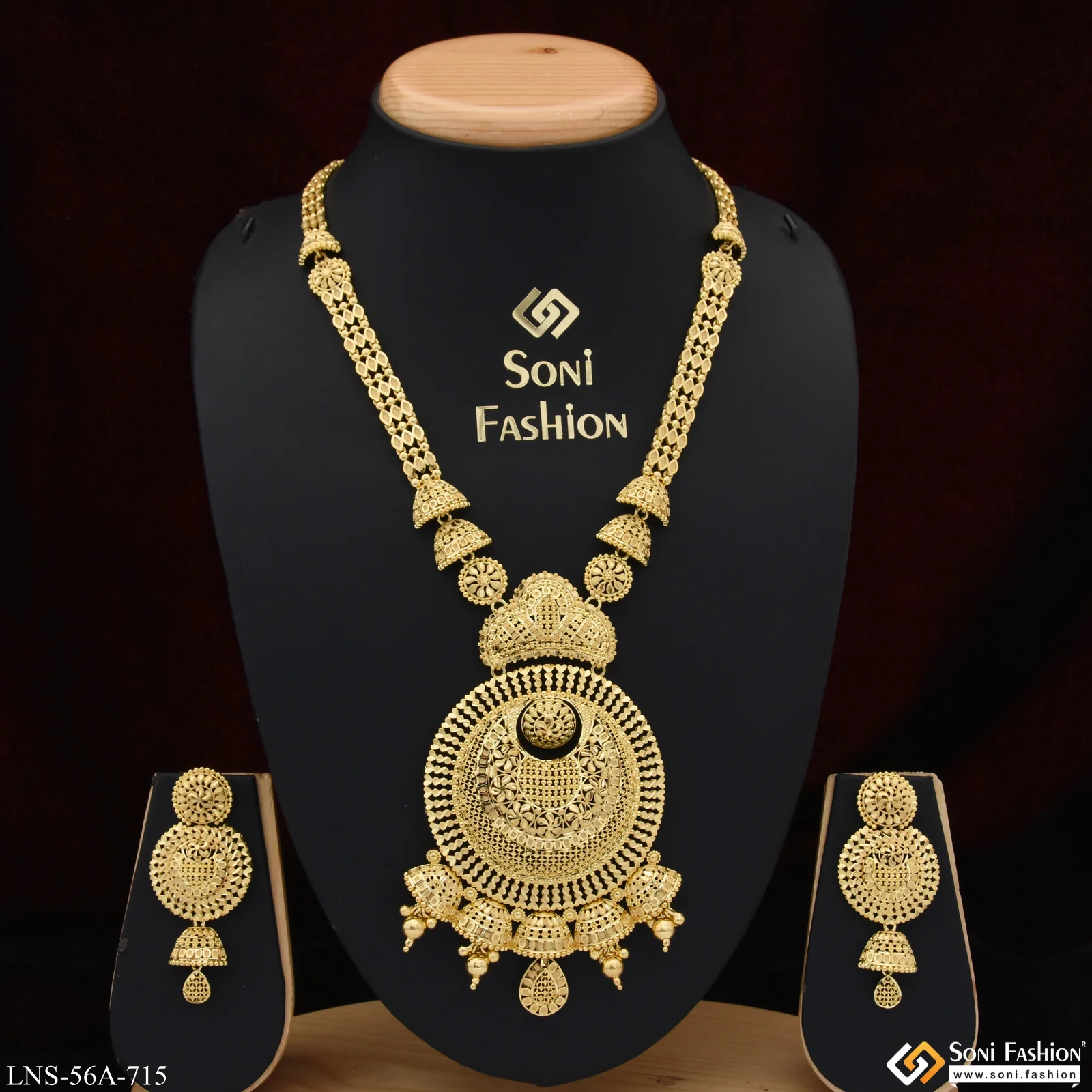 1 Gram Gold Plated Exclusive Design Rani Haar Necklace Set for Women - Style A715 - Image 2