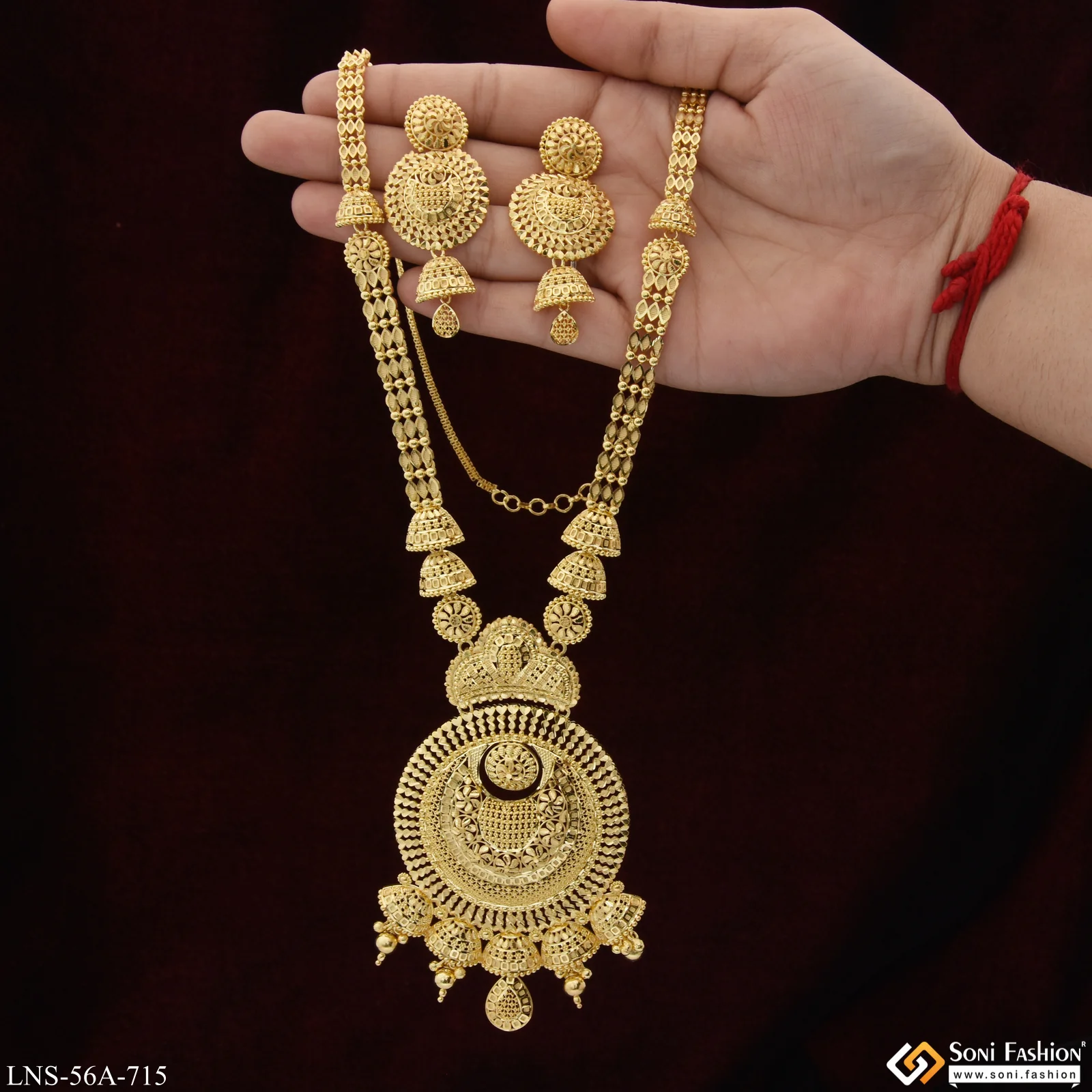1 Gram Gold Plated Exclusive Design Rani Haar Necklace Set for Women - Style A715 - Image 5