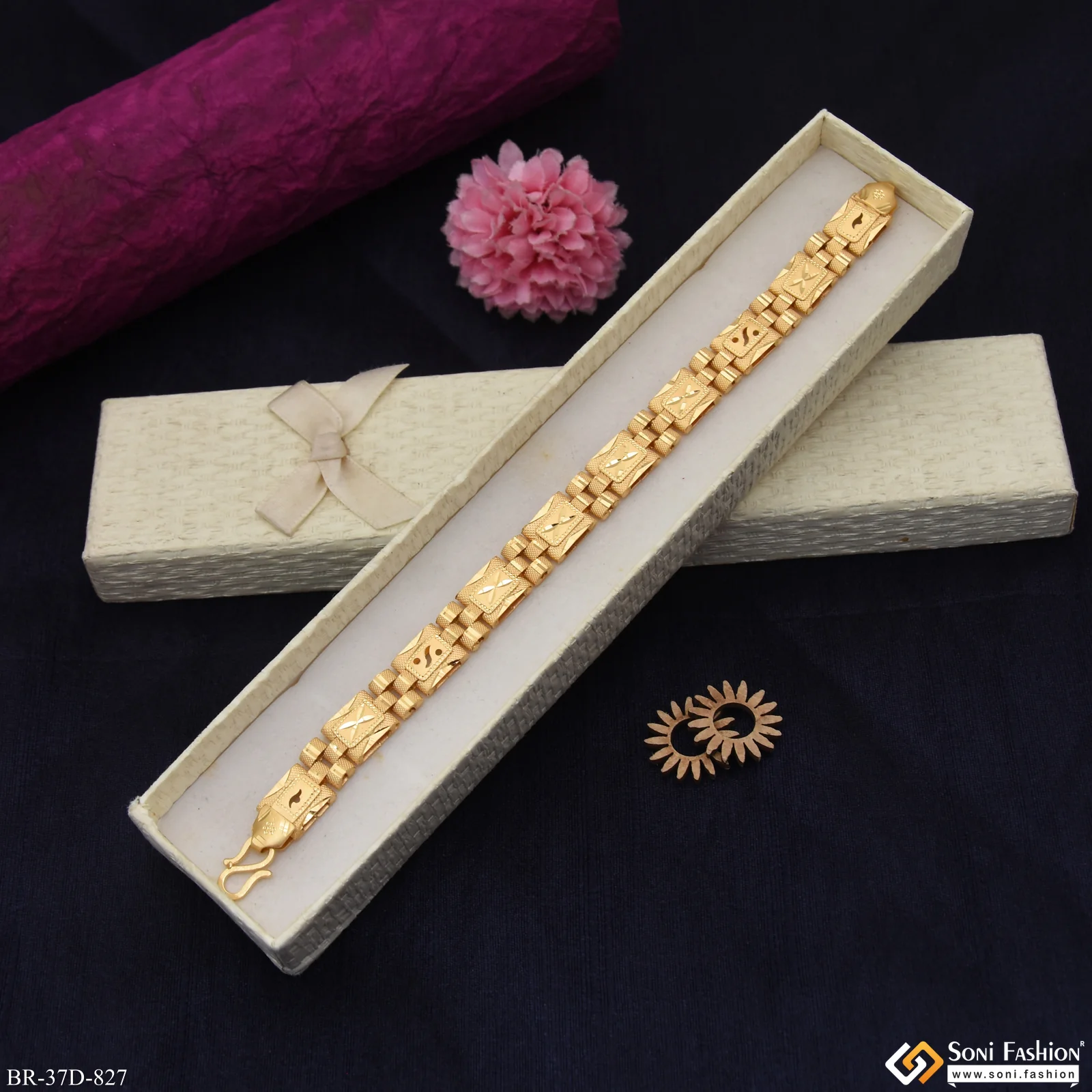 1 Gram Gold Plated Extraordinary Design Box Bracelet for Men - Style D827 - Image 5