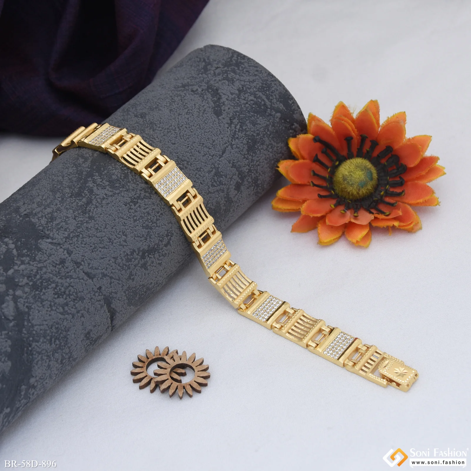 1 Gram Gold Plated Extraordinary Design Bracelet for Men - Style D896 - Image 5
