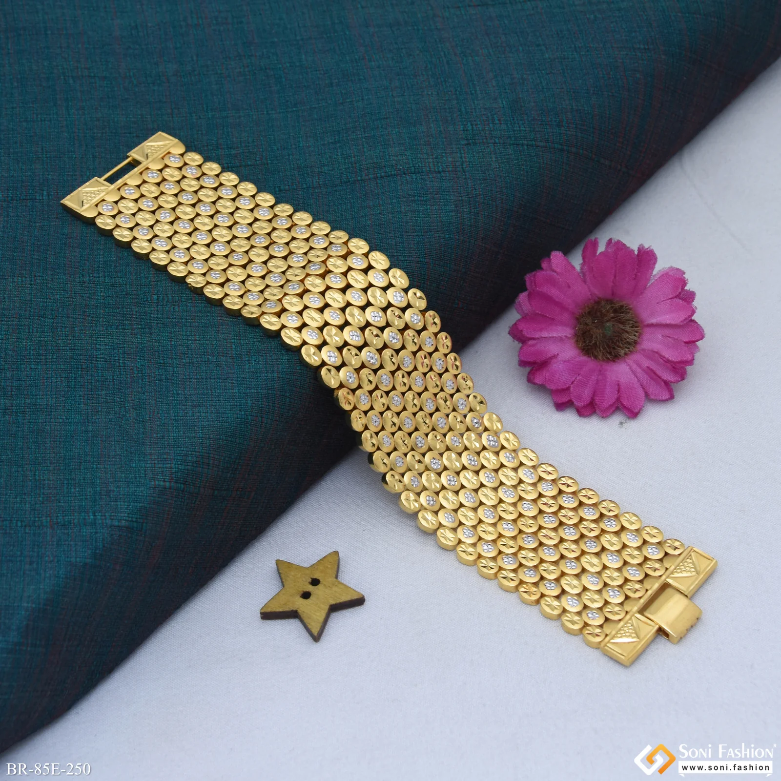 1 Gram Gold Plated Extraordinary Design Bracelet for Men - Style E250 - Image 3