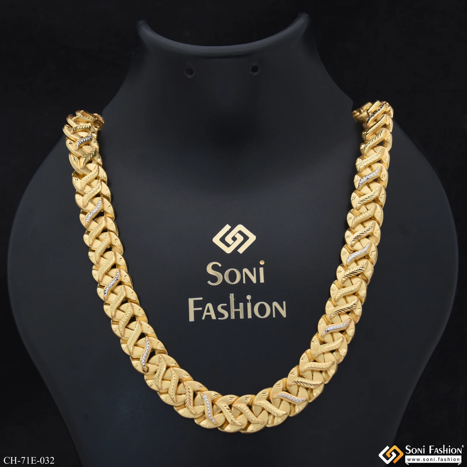 1 Gram Gold Plated Extraordinary Design Pokal Chain for Men - Style E032
