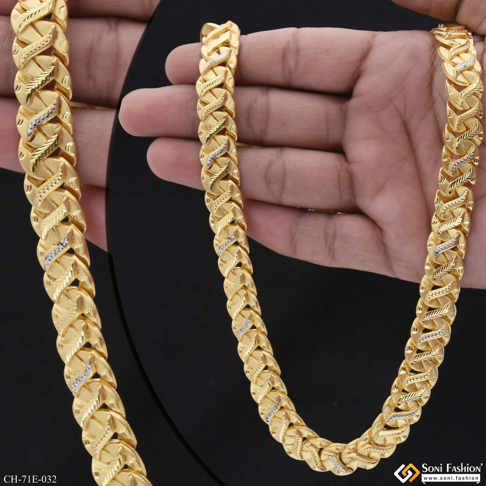 1 Gram Gold Plated Extraordinary Design Pokal Chain for Men - Style E032 - Image 2