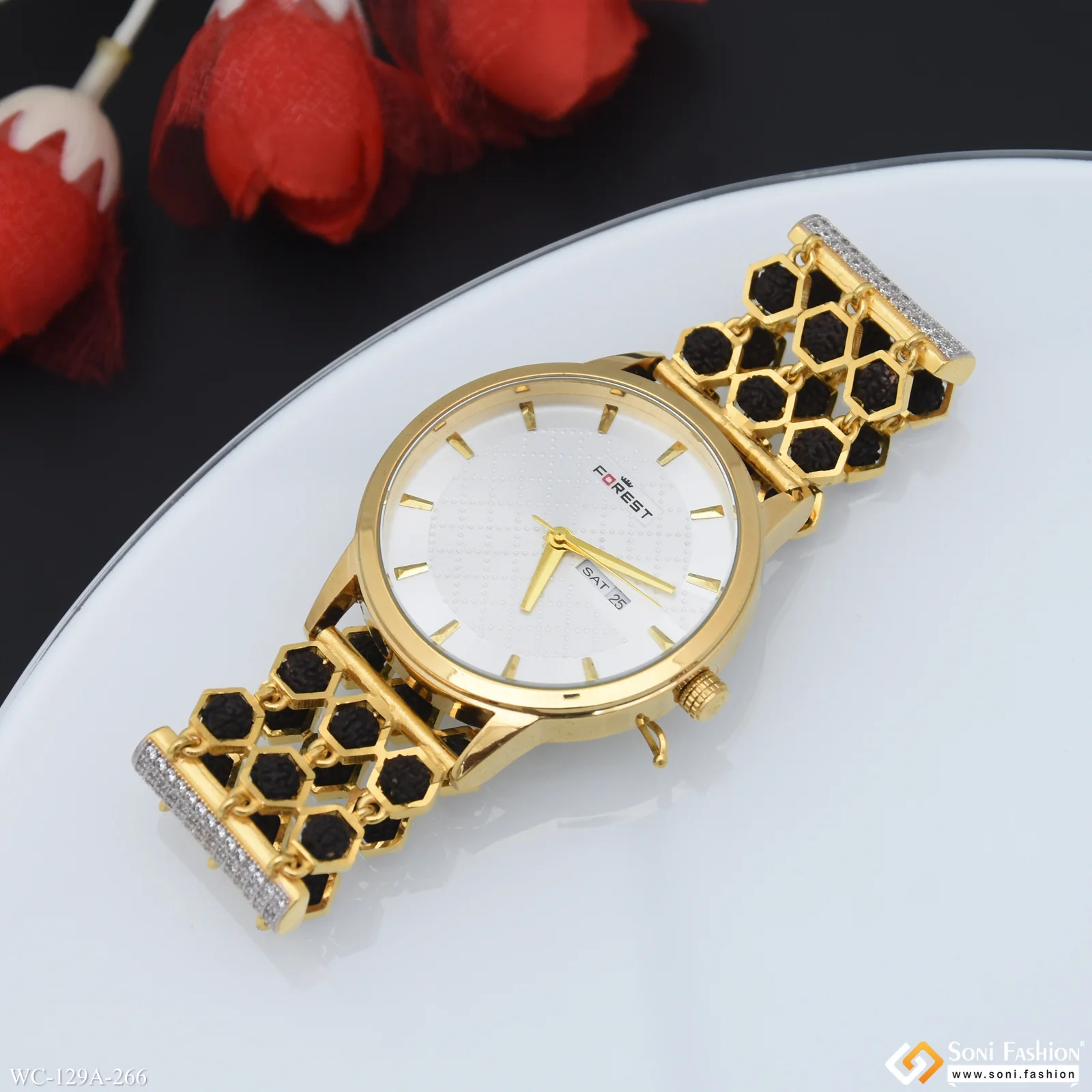 1 Gram Gold Plated Extraordinary Design Watch for Men - Style A266 - Image 3