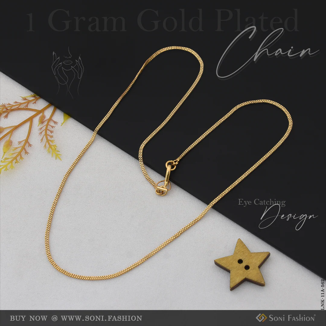 1 Gram Gold Plated Eye-Catching Design Chain for Ladies - Style A562