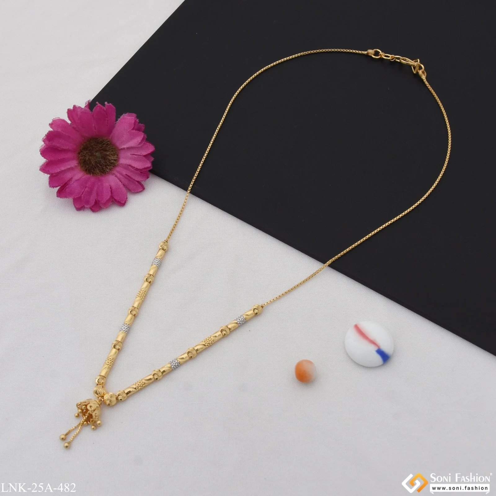 1 Gram Gold Plated Eye-Catching Design Gold Plated Necklace for Lady - Style A482 - Image 3