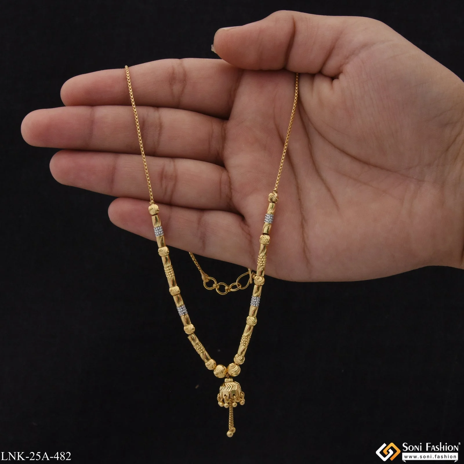 1 Gram Gold Plated Eye-Catching Design Gold Plated Necklace for Lady - Style A482 - Image 4