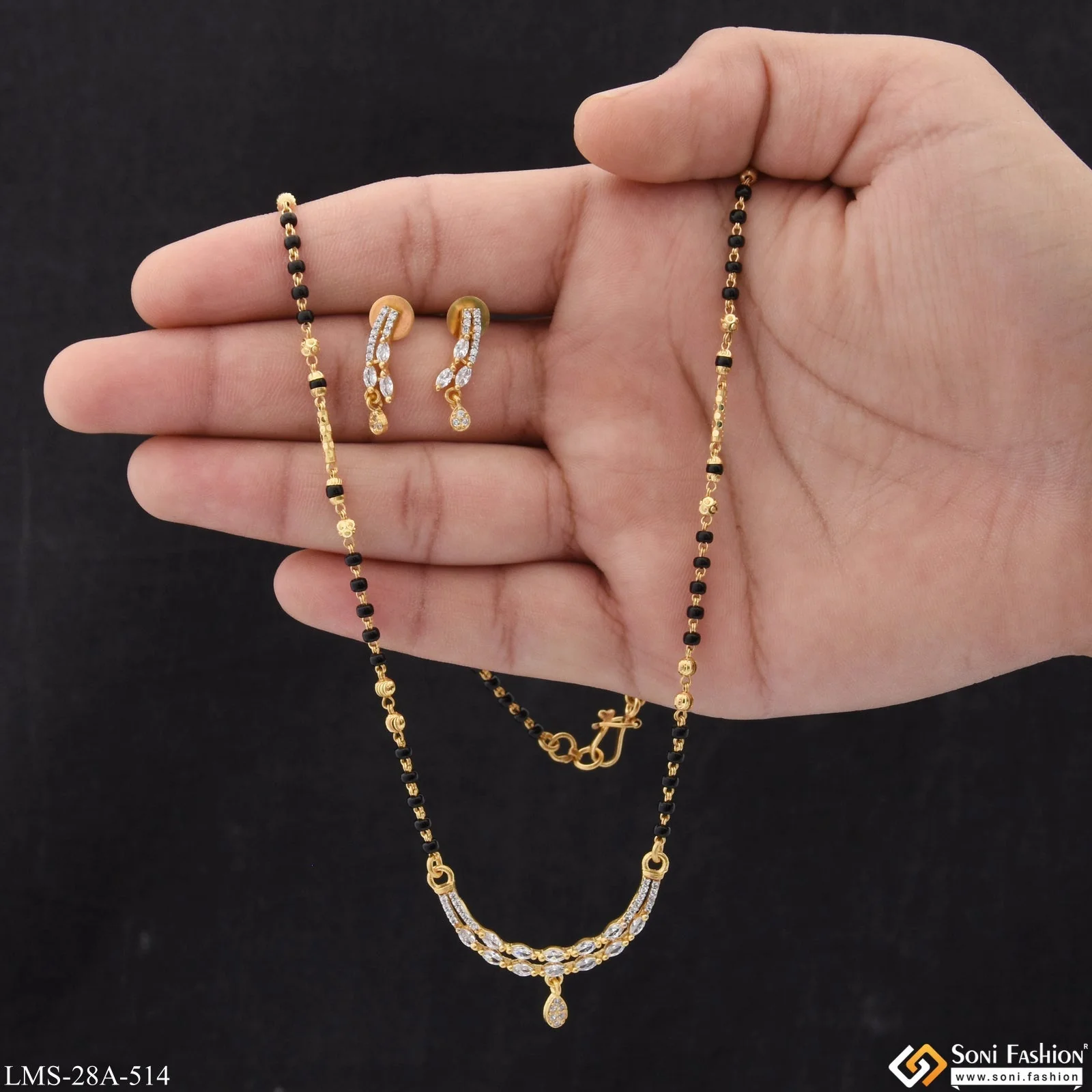 1 Gram Gold Plated Eye-Catching Design Mangalsutra Set for Women - Style A514 - Image 2