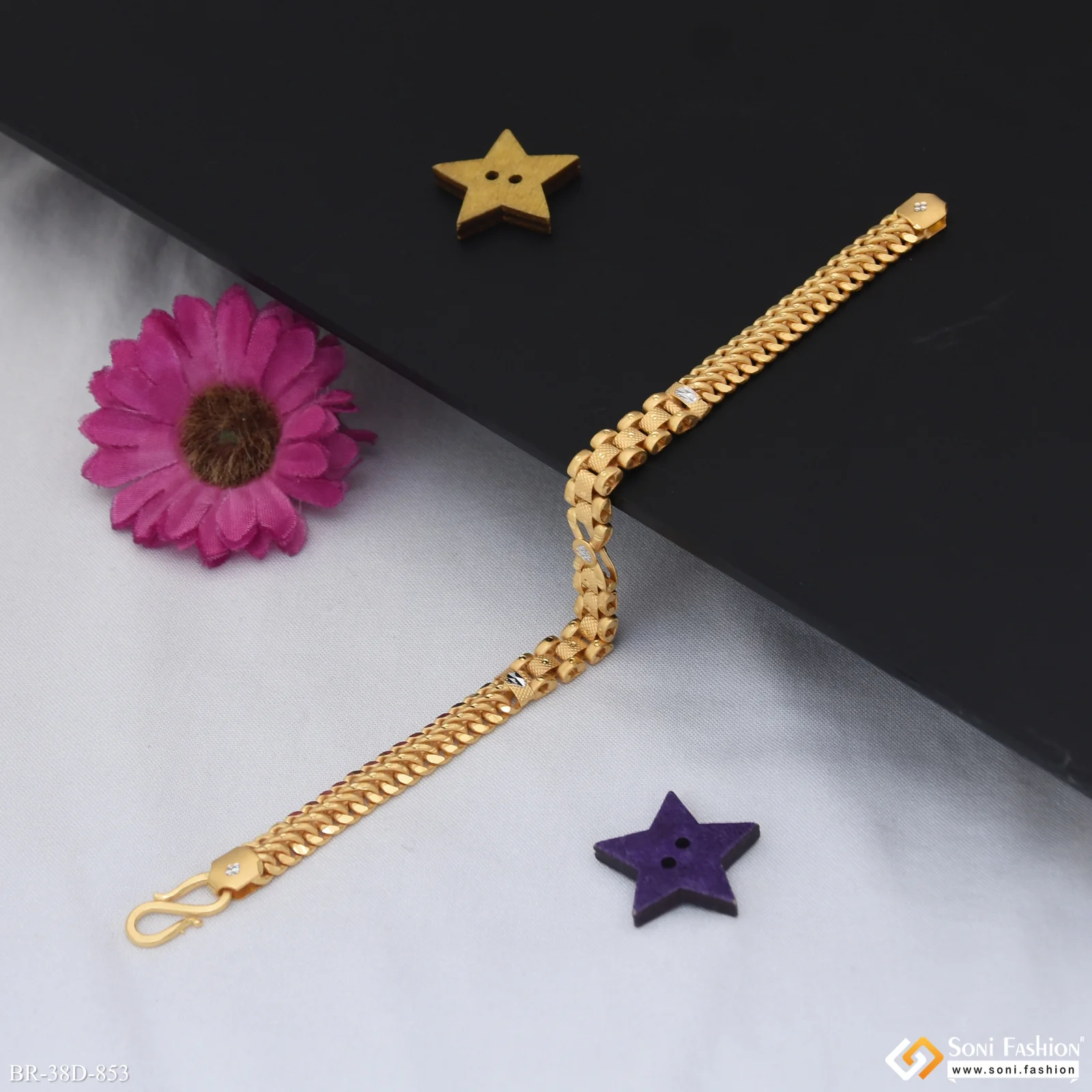 1 Gram Gold Plated Fabulous Design Box Bracelet for Men - Style D853 - Image 4