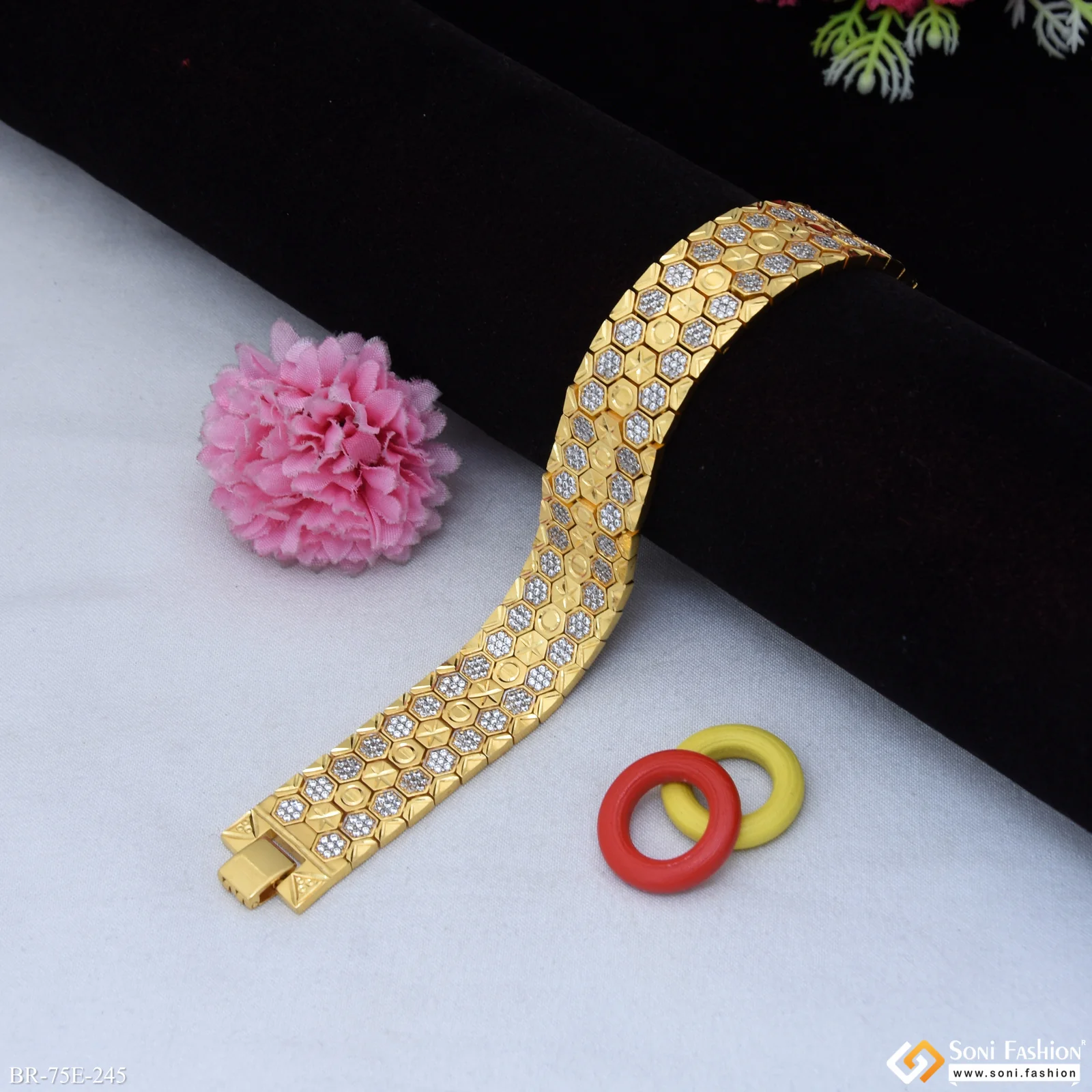 1 Gram Gold Plated Fabulous Design Bracelet for Men - Style E245 - Image 4