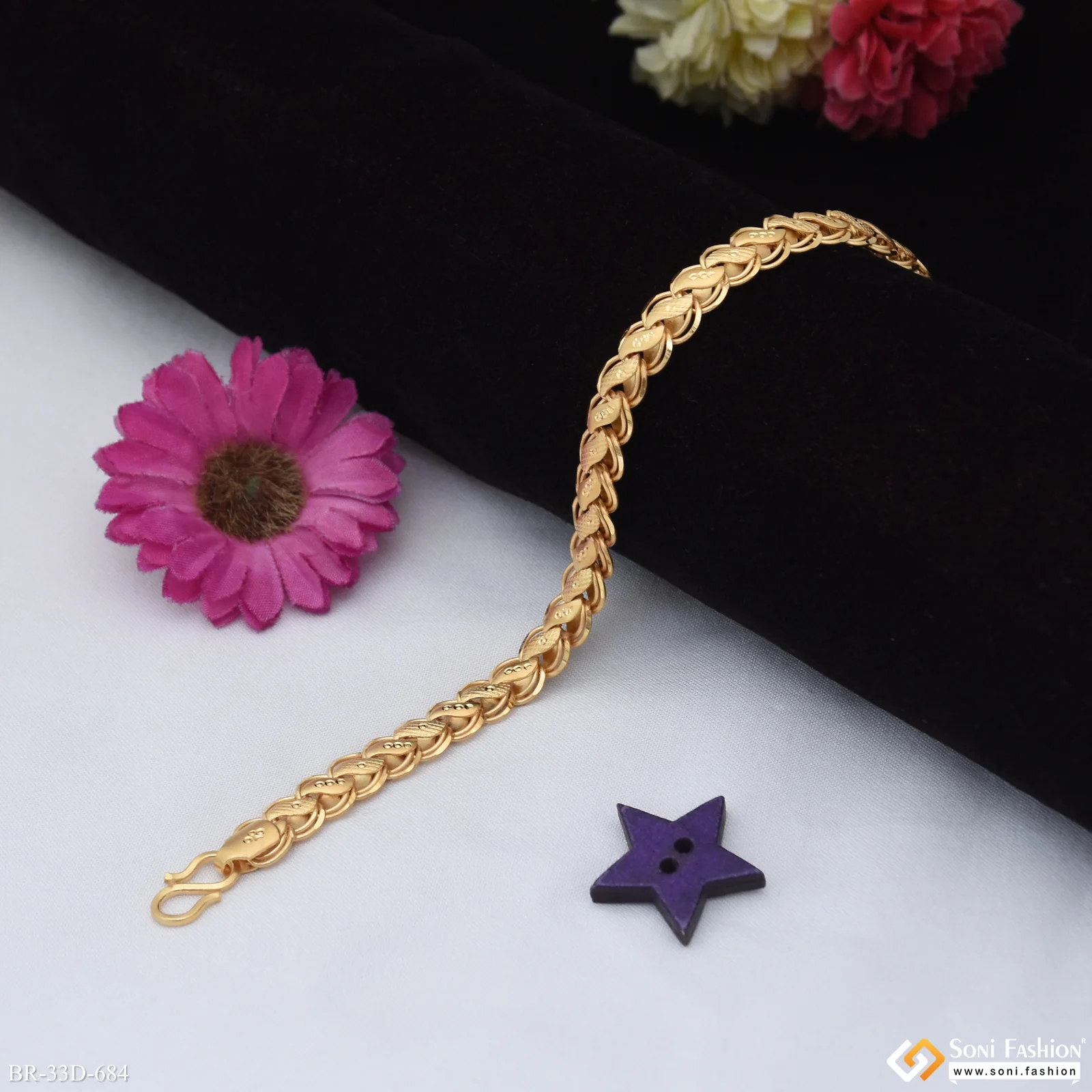 1 Gram Gold Plated Fabulous Design Kohli Bracelet for Men - Style D684 - Image 4