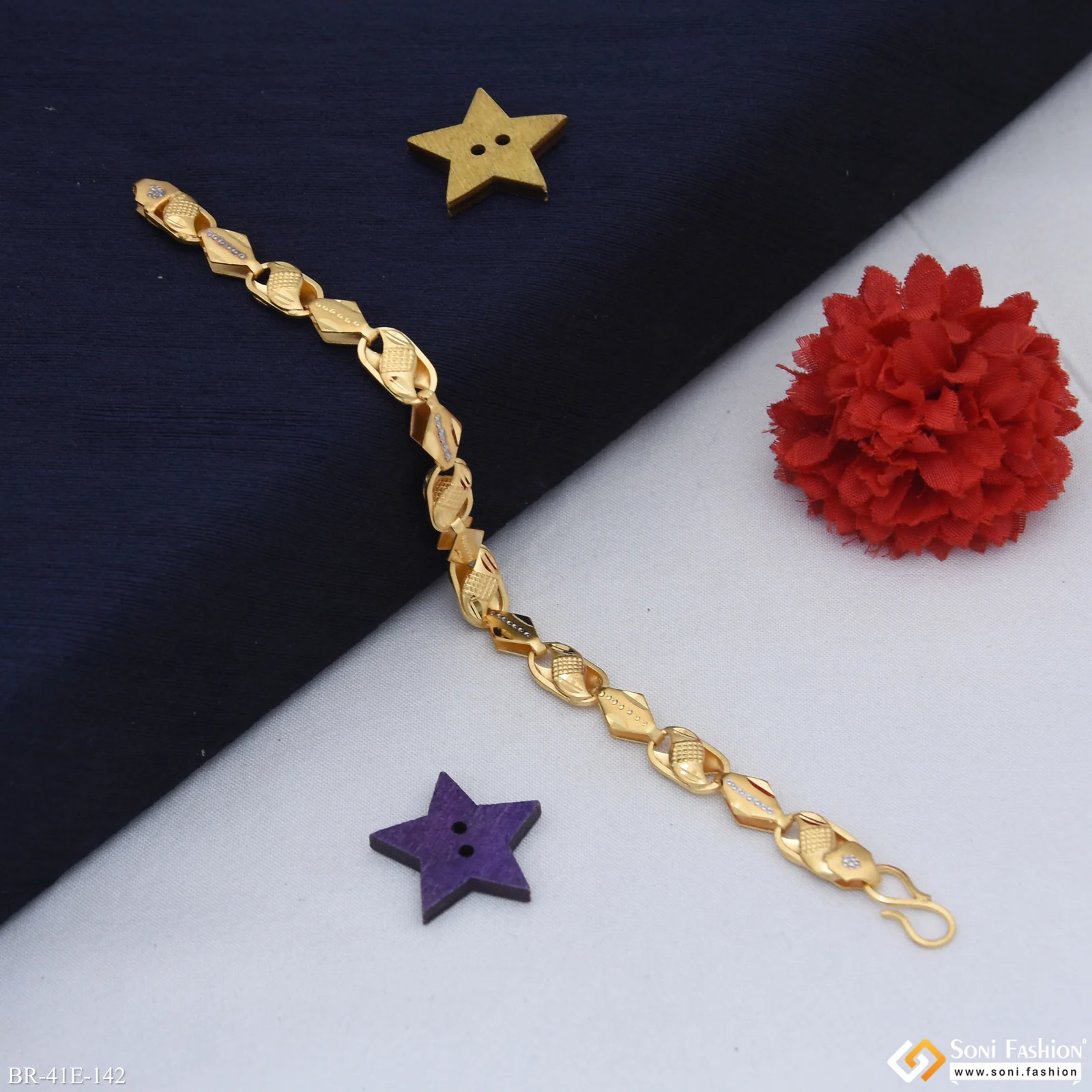 1 Gram Gold Plated Fabulous Design Kohli Bracelet for Men - Style E142 - Image 4