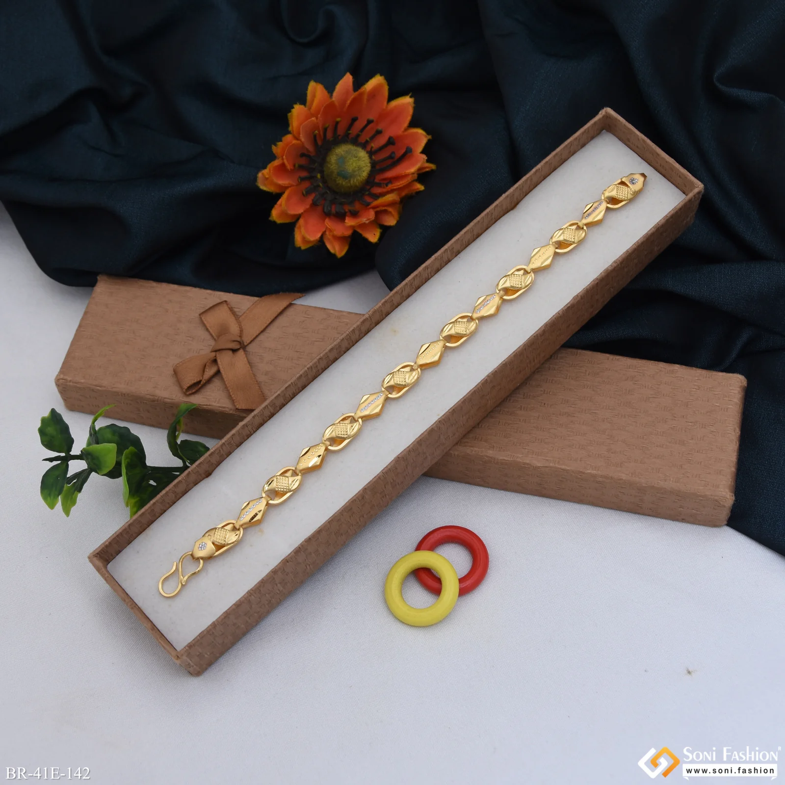 1 Gram Gold Plated Fabulous Design Kohli Bracelet for Men - Style E142 - Image 5