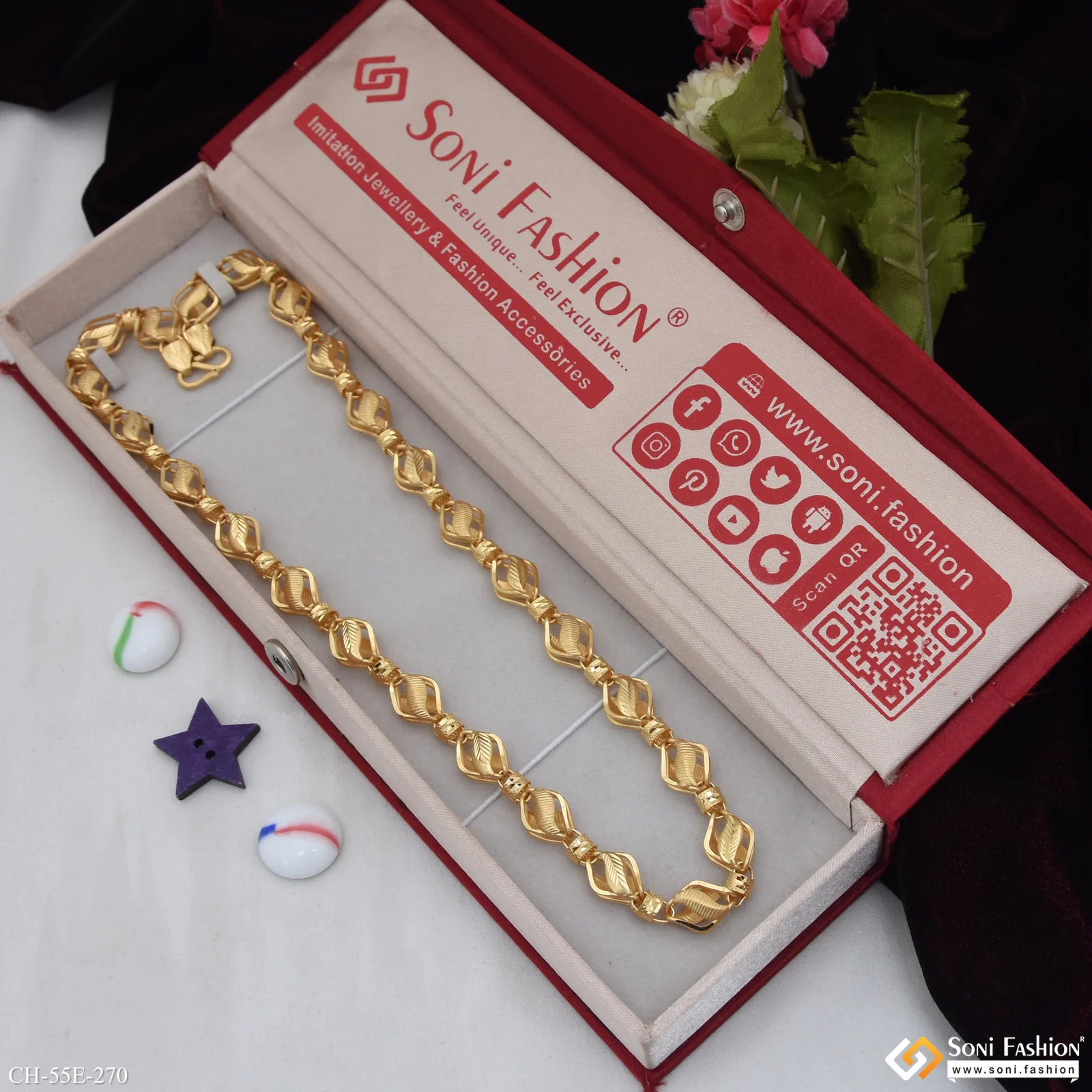 1 Gram Gold Plated Fabulous Design Kohli Chain for Men - Style E270 - Image 3