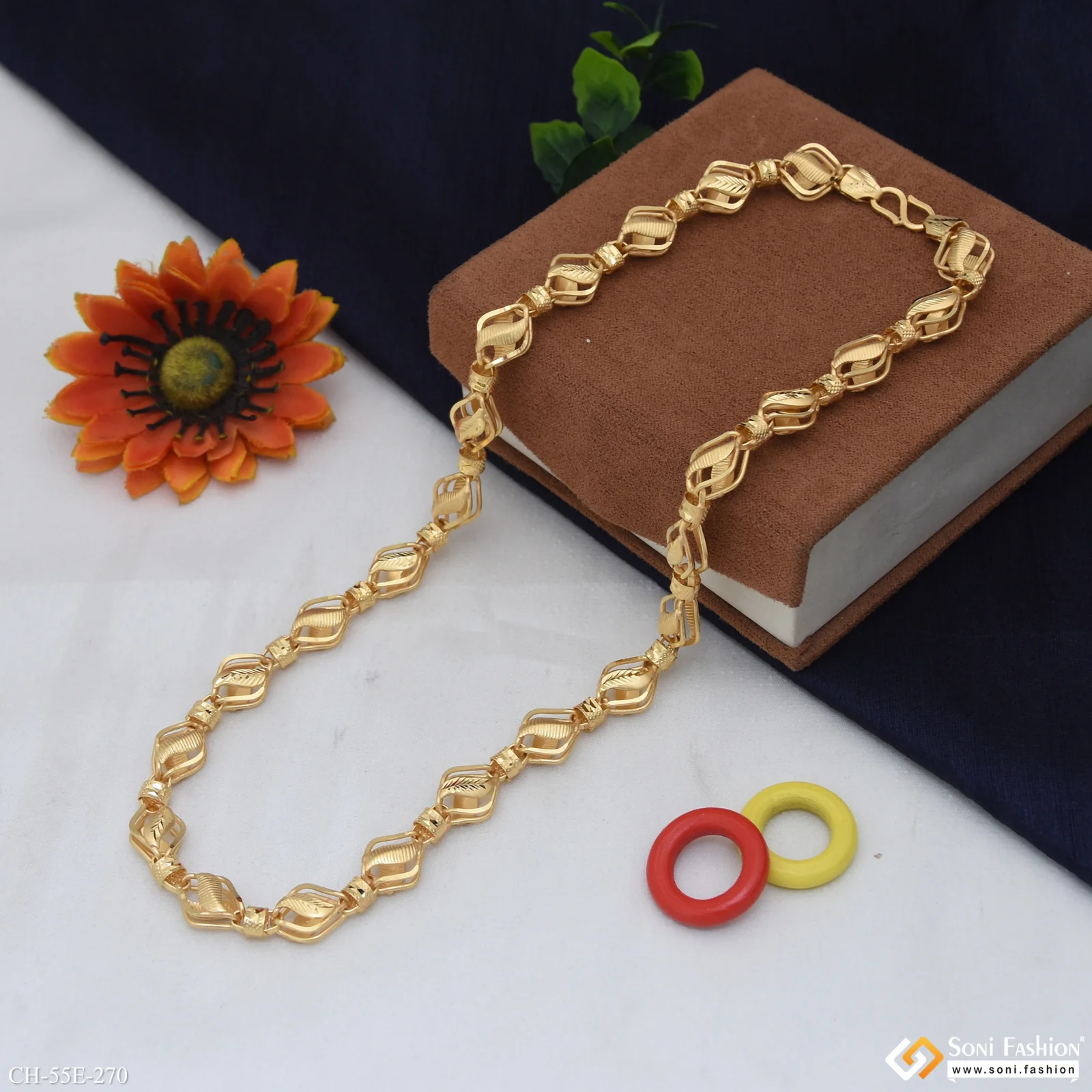 1 Gram Gold Plated Fabulous Design Kohli Chain for Men - Style E270 - Image 4