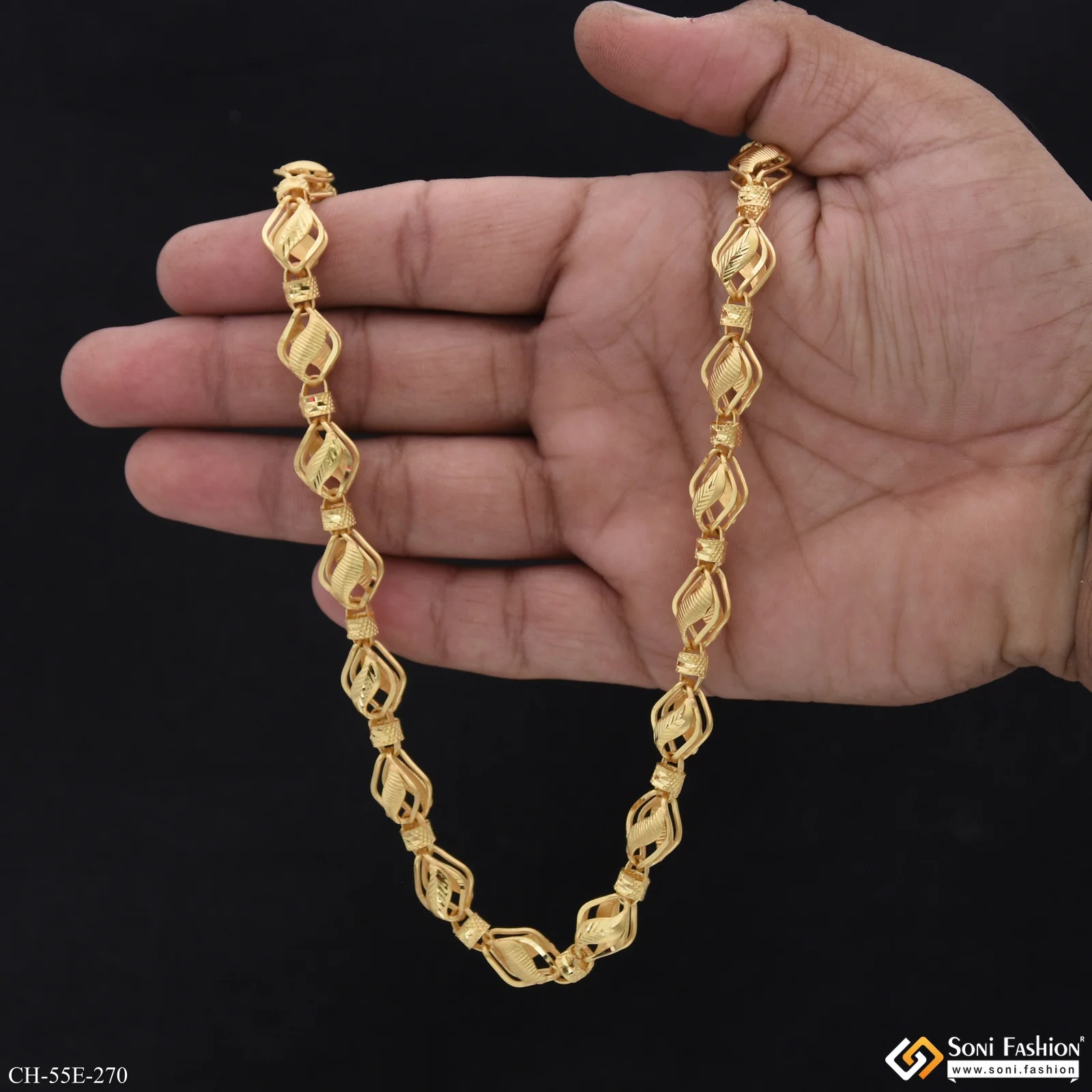 1 Gram Gold Plated Fabulous Design Kohli Chain for Men - Style E270 - Image 6