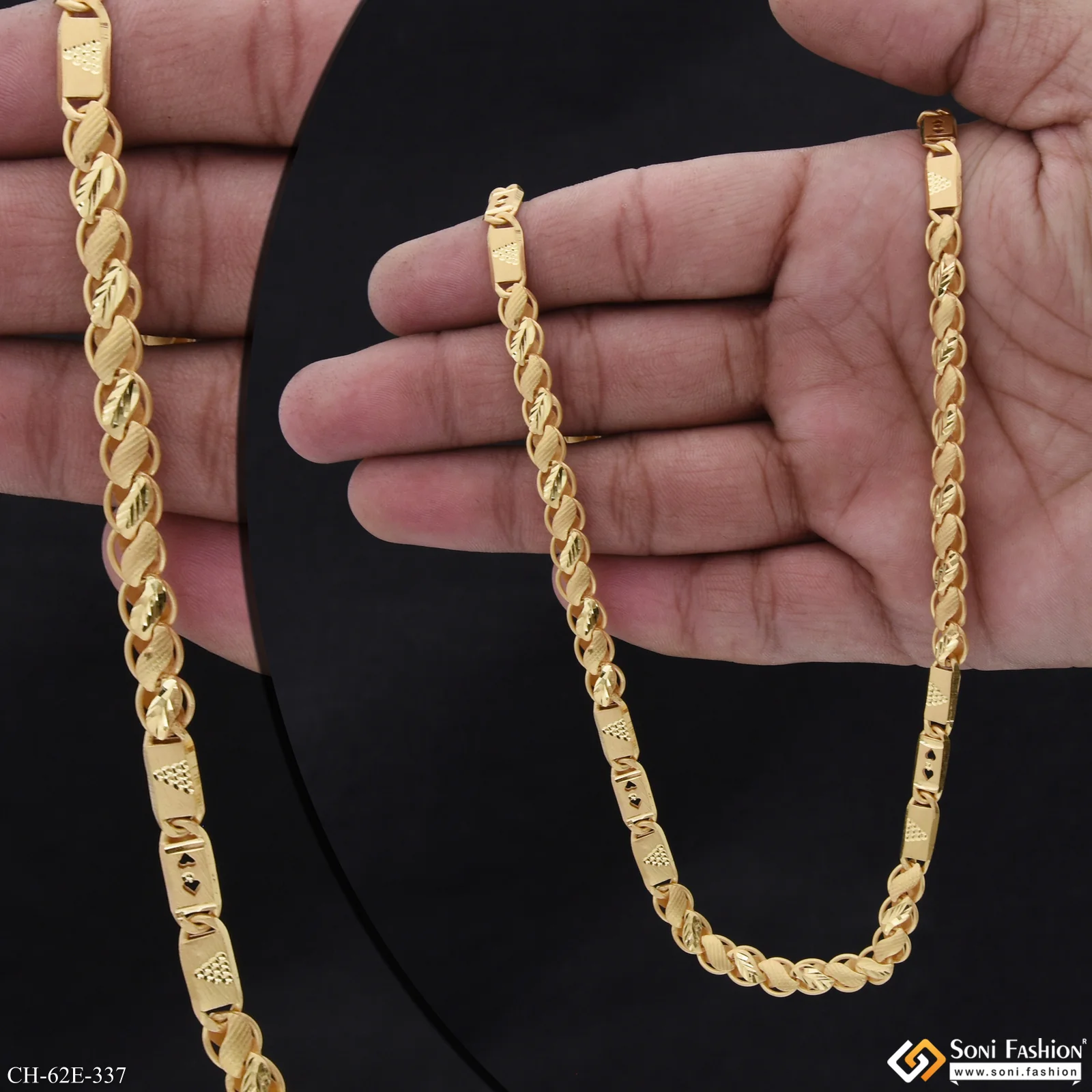 1 Gram Gold Plated Fabulous Design Kohli Nawabi Chain for Men - Style E337 - Image 2
