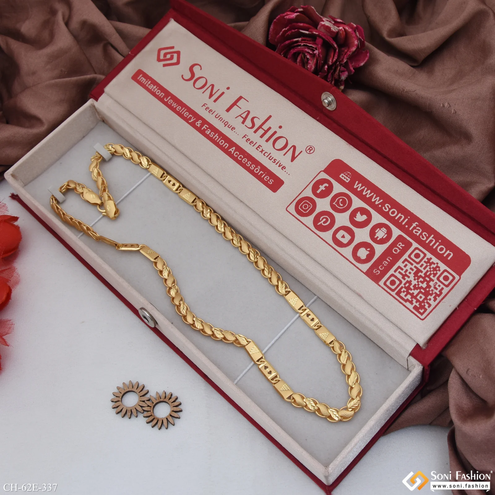 1 Gram Gold Plated Fabulous Design Kohli Nawabi Chain for Men - Style E337 - Image 3