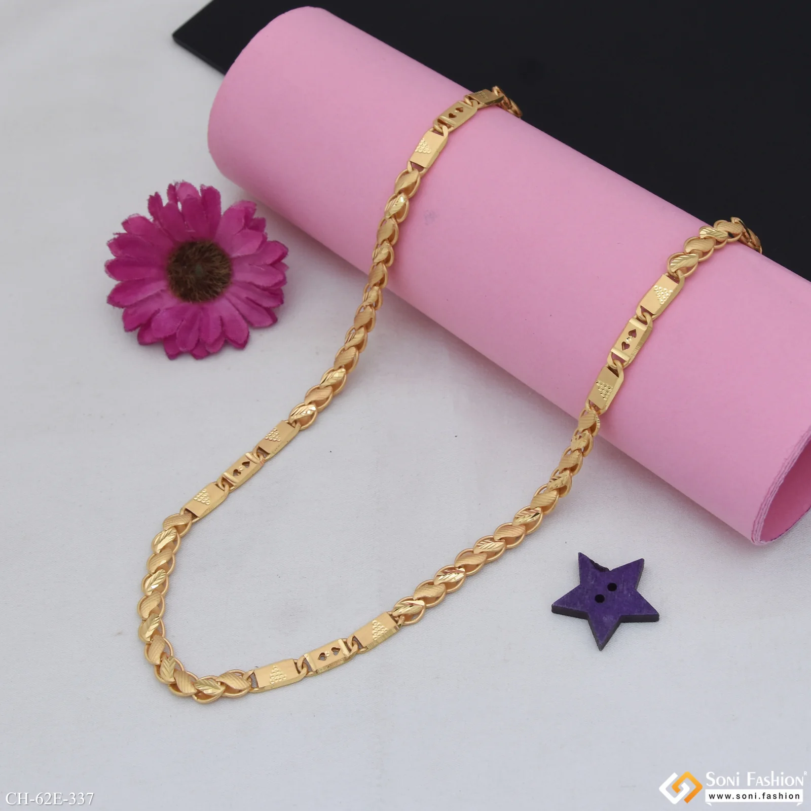 1 Gram Gold Plated Fabulous Design Kohli Nawabi Chain for Men - Style E337 - Image 4