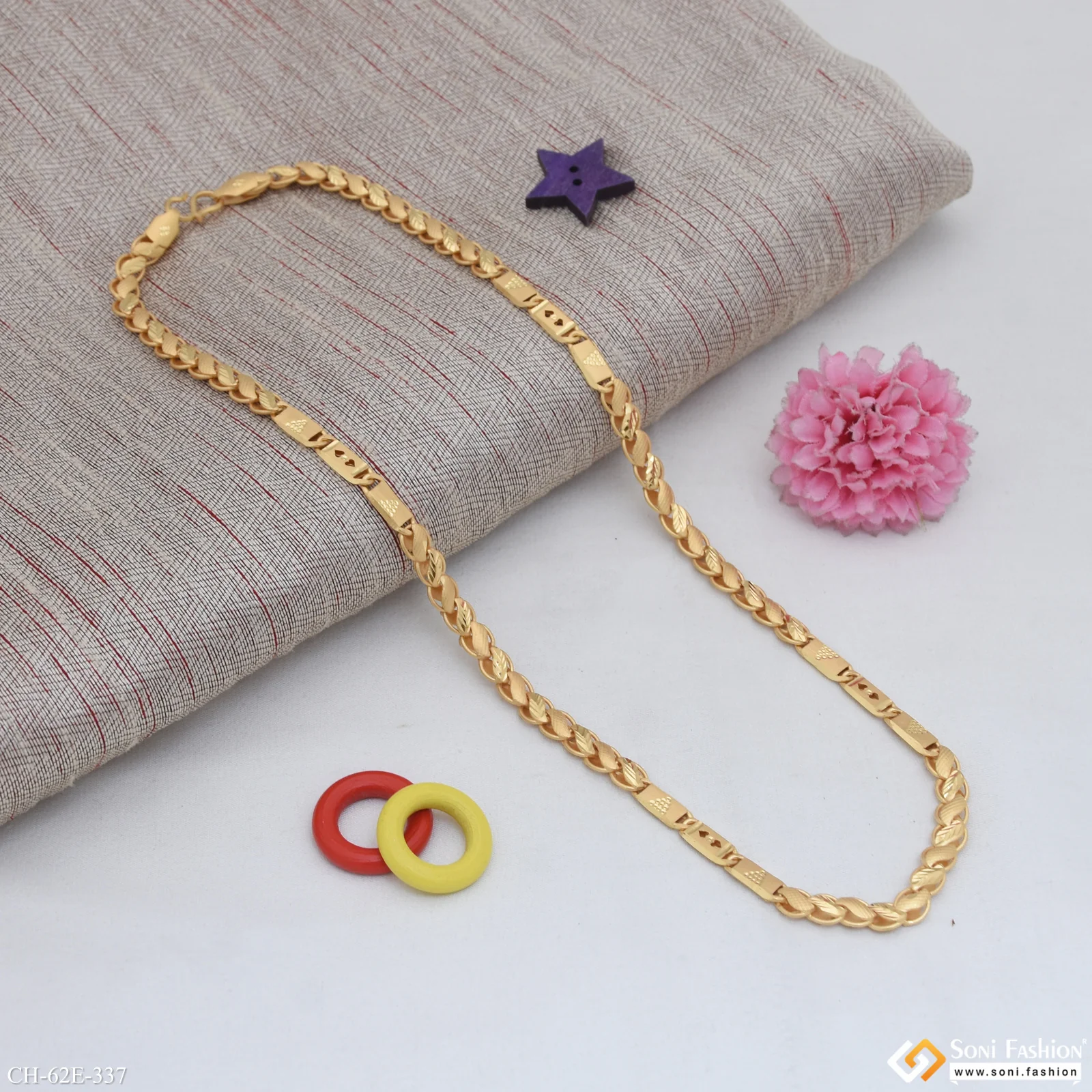 1 Gram Gold Plated Fabulous Design Kohli Nawabi Chain for Men - Style E337 - Image 5