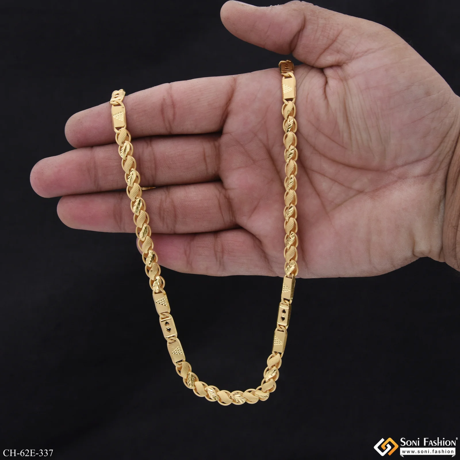 1 Gram Gold Plated Fabulous Design Kohli Nawabi Chain for Men - Style E337 - Image 6
