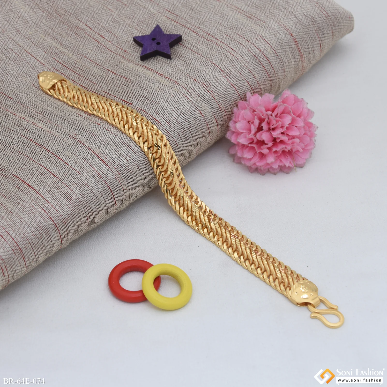 1 Gram Gold Plated Fabulous Design Link Bracelet for Men - Style E074 - Image 4
