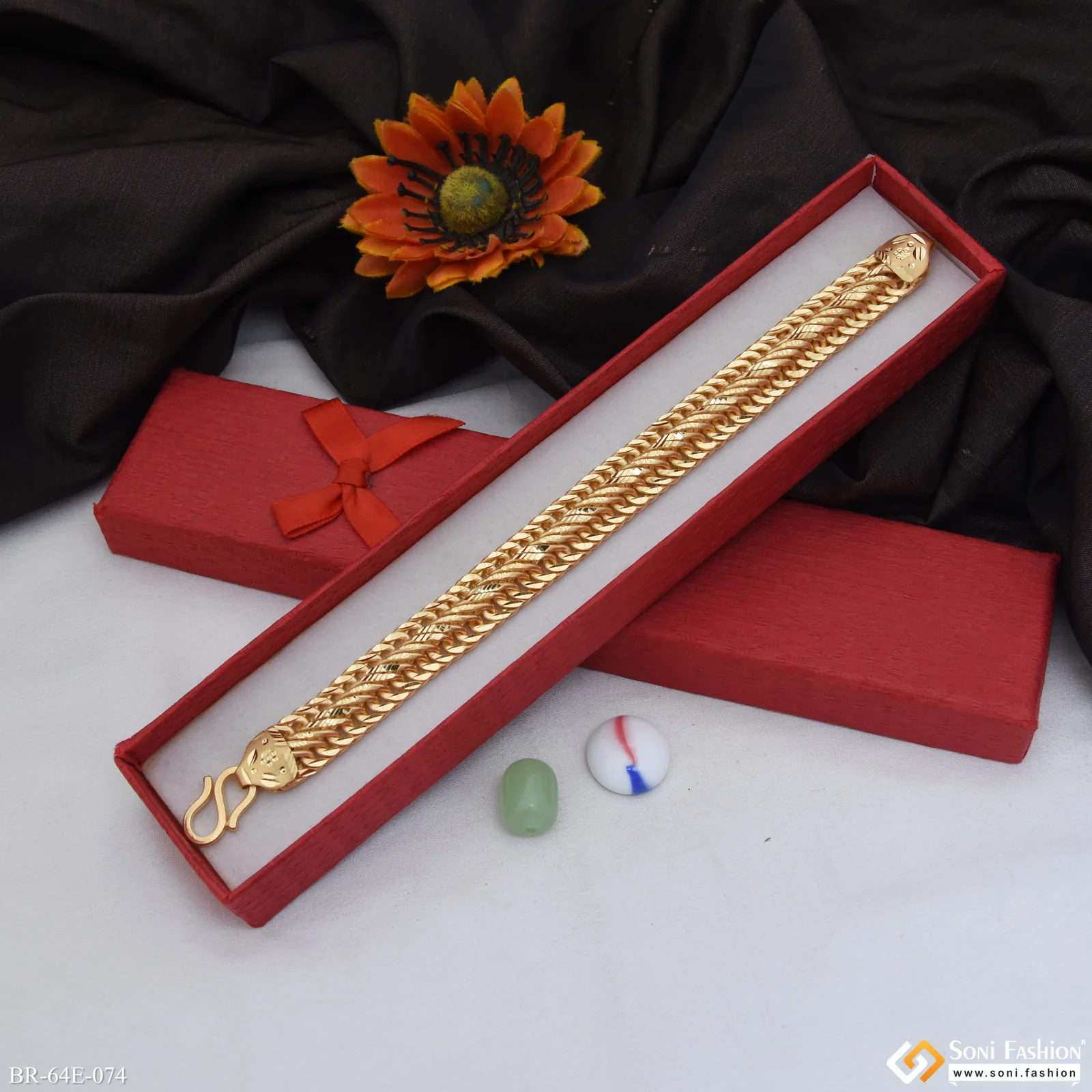 1 Gram Gold Plated Fabulous Design Link Bracelet for Men - Style E074 - Image 5