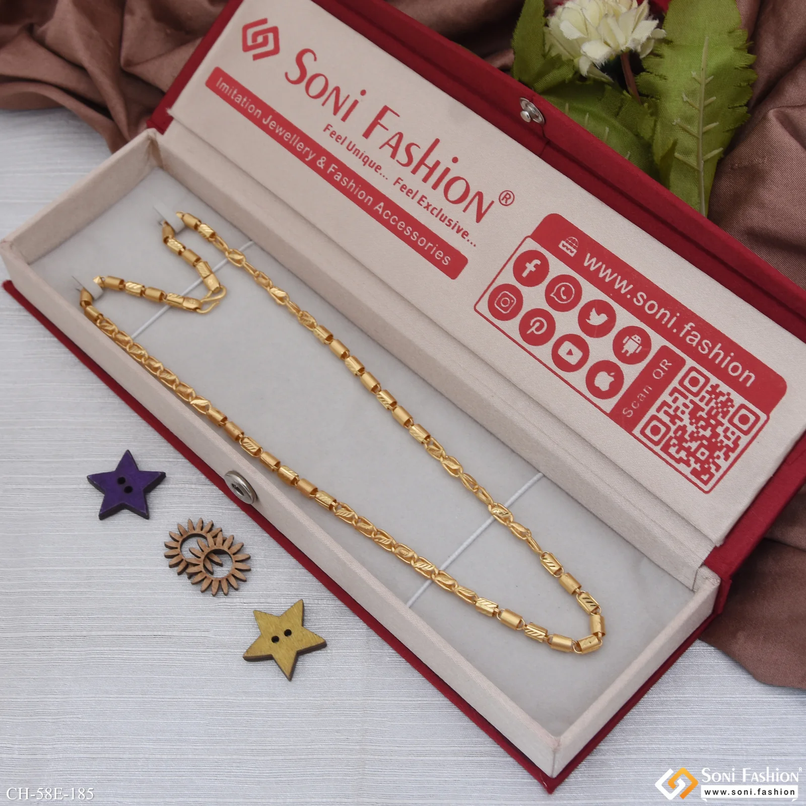 1 Gram Gold Plated Fabulous Design Pipe Chain for Men - Style E185 - Image 3