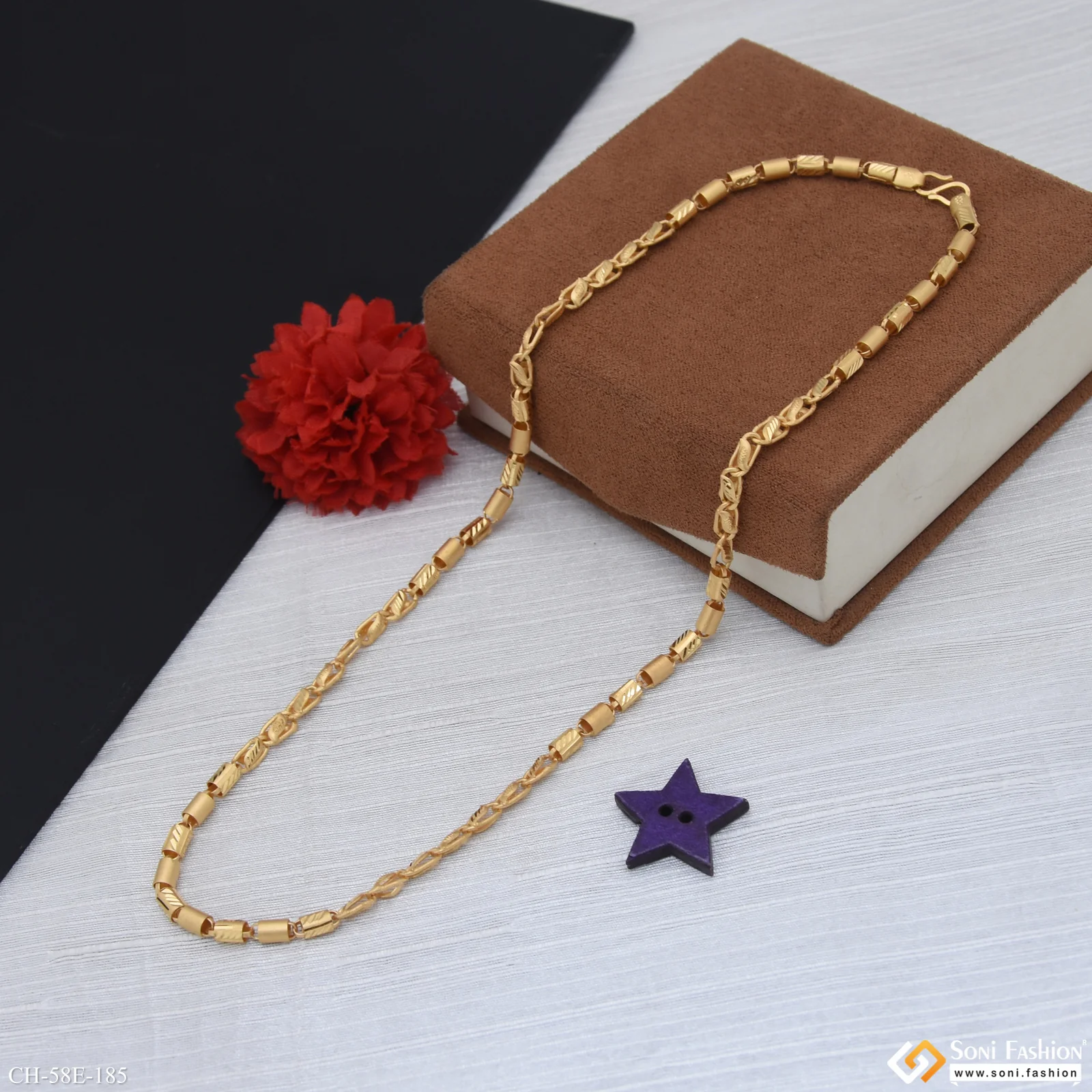 1 Gram Gold Plated Fabulous Design Pipe Chain for Men - Style E185 - Image 4