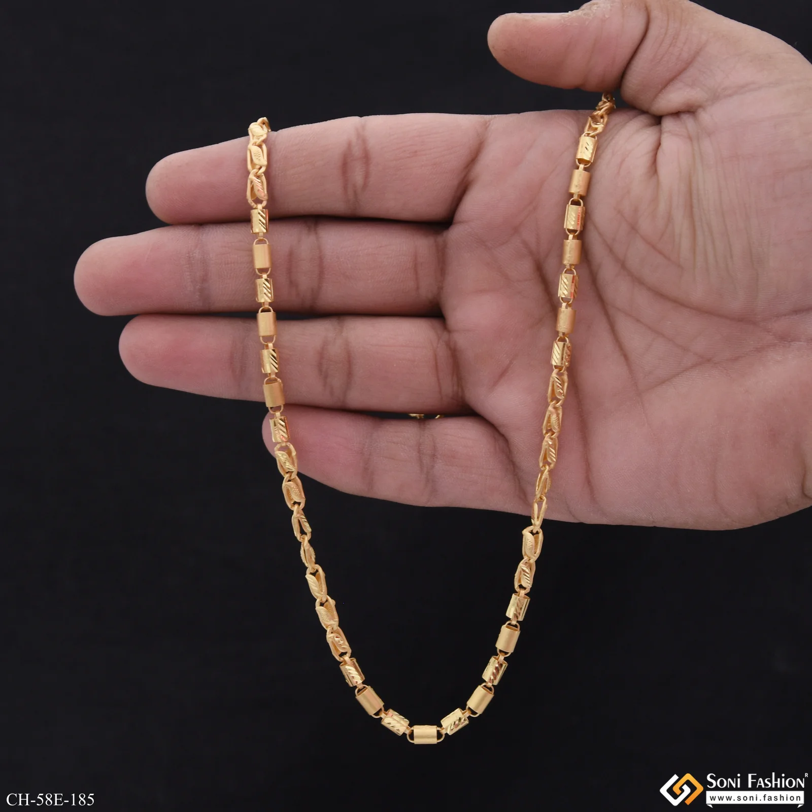 1 Gram Gold Plated Fabulous Design Pipe Chain for Men - Style E185 - Image 7