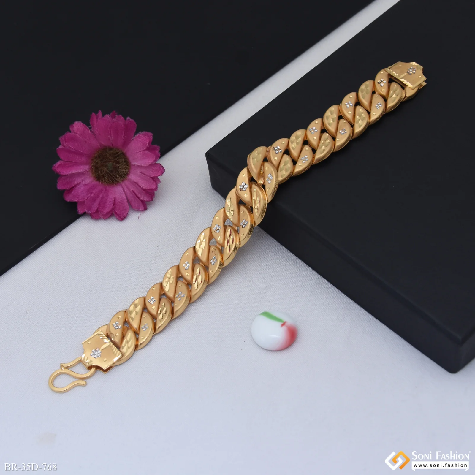 1 Gram Gold Plated Fabulous Design Pokal Bracelet for Men - Style D768 - Image 3