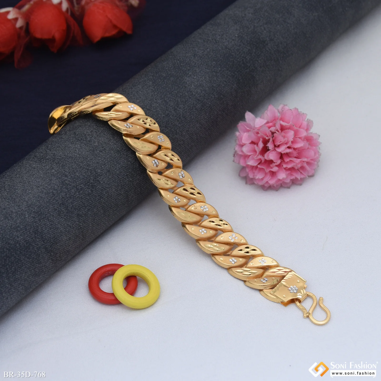 1 Gram Gold Plated Fabulous Design Pokal Bracelet for Men - Style D768 - Image 4