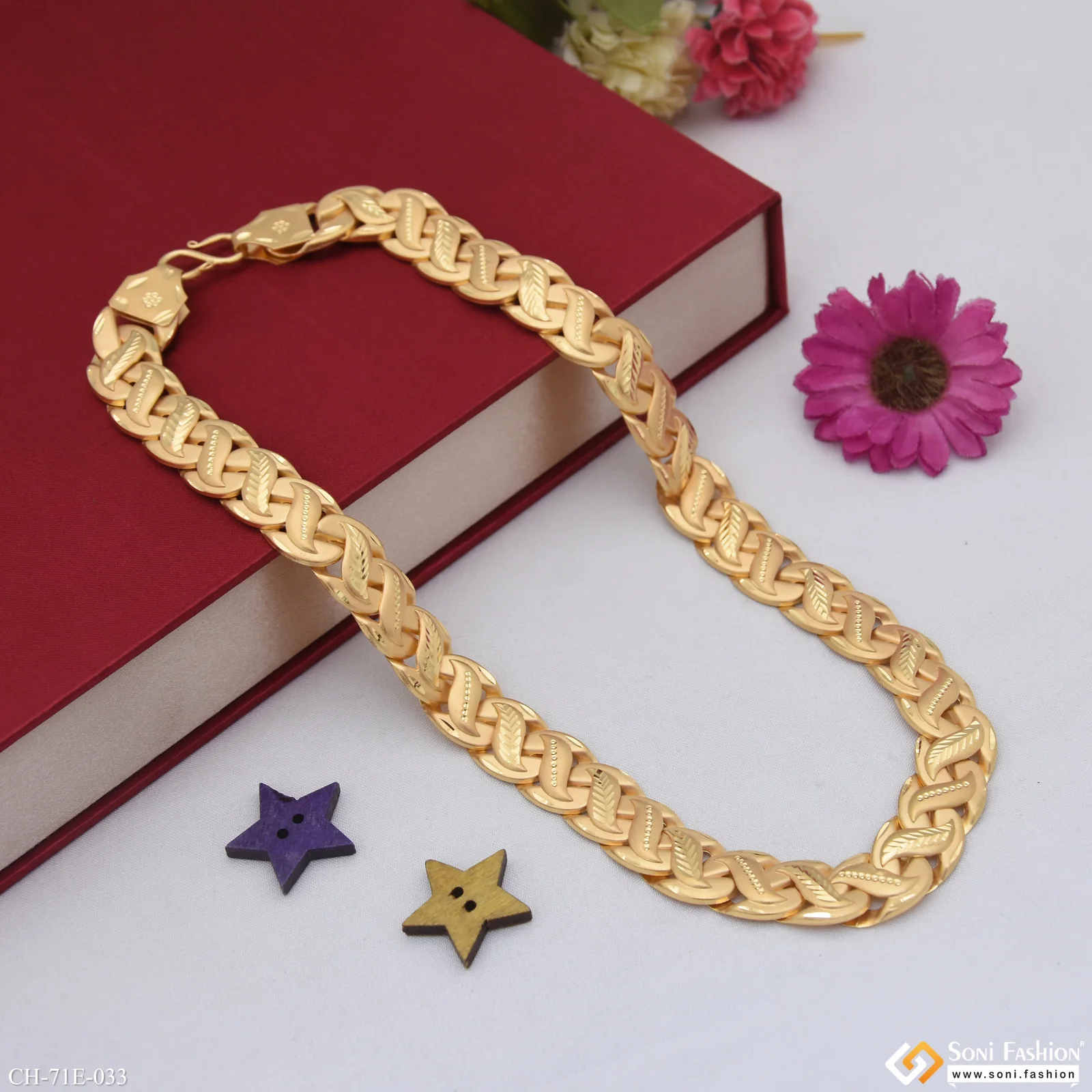 1 Gram Gold Plated Fabulous Design Pokal Chain for Men - Style E033 - Image 5