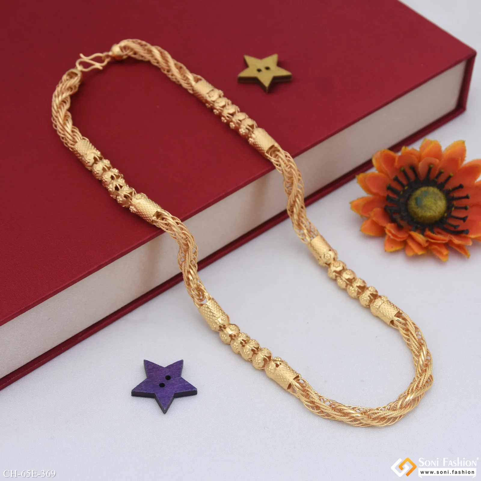 1 Gram Gold Plated Fabulous Design Rajwadi Chain for Men - Style E369 - Image 5
