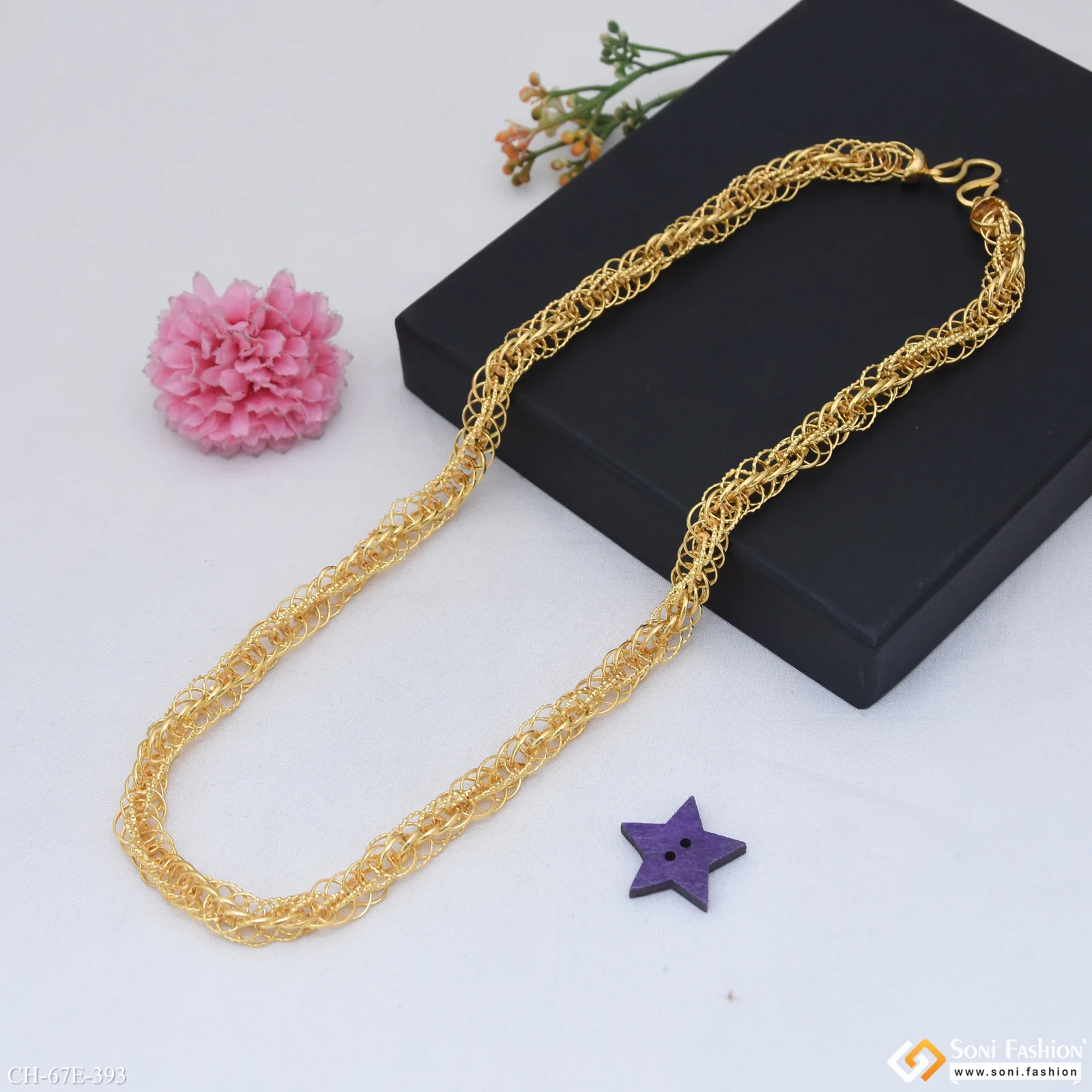 1 Gram Gold Plated Fabulous Design Rassa Chain for Men - Style E393 - Image 5