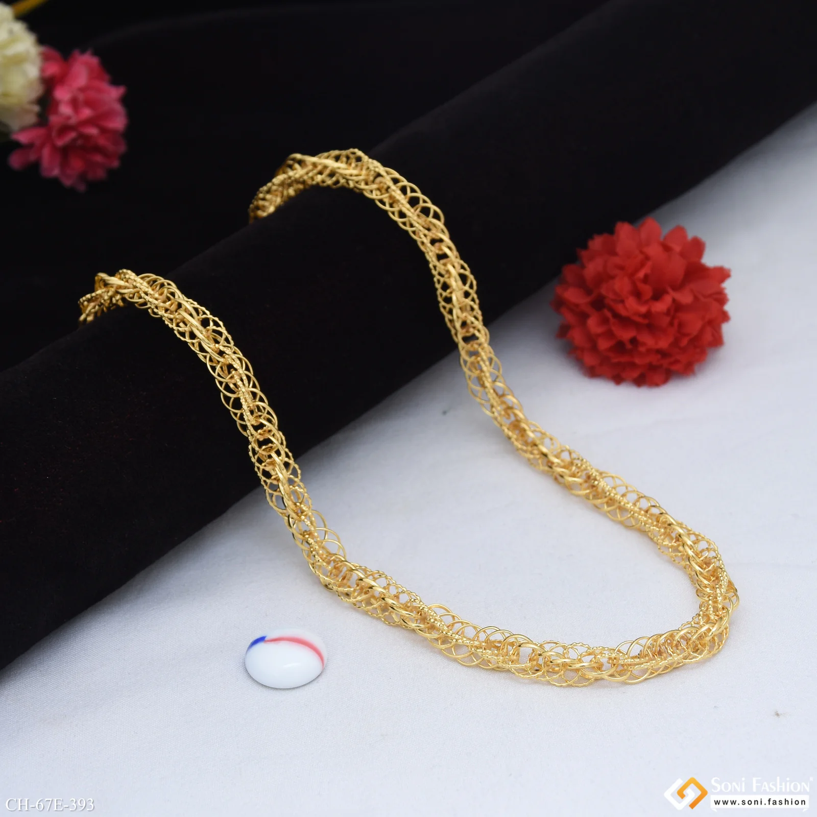 1 Gram Gold Plated Fabulous Design Rassa Chain for Men - Style E393 - Image 7