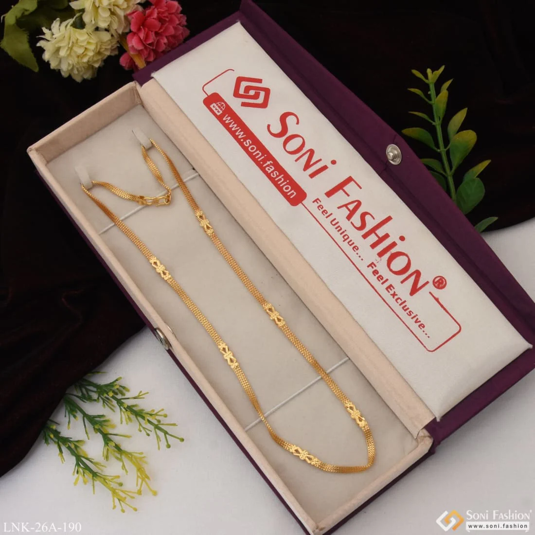 1 Gram Gold Plated Fancy Design Beautiful Design Chain for Ladies - Style A190 - Image 4