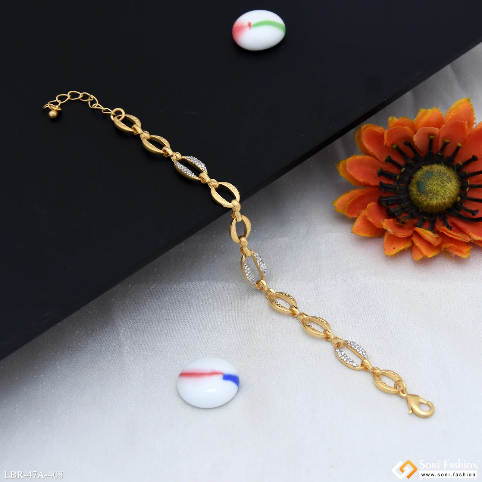1 Gram Gold Plated Fancy Design Bracelet for Ladies - Style A408 - Image 3