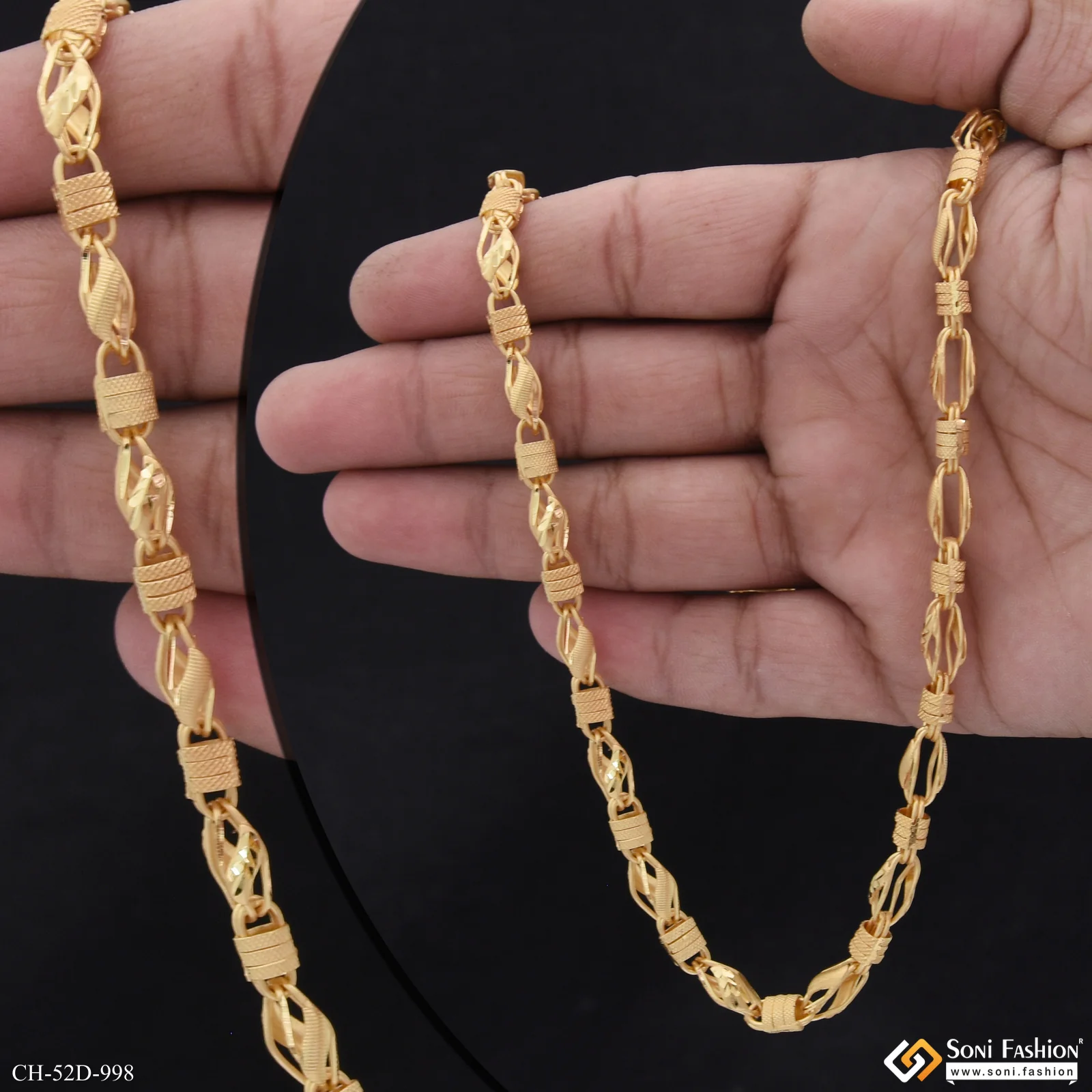 1 Gram Gold Plated Fancy Design High-Quality Chain for Men - Style D998