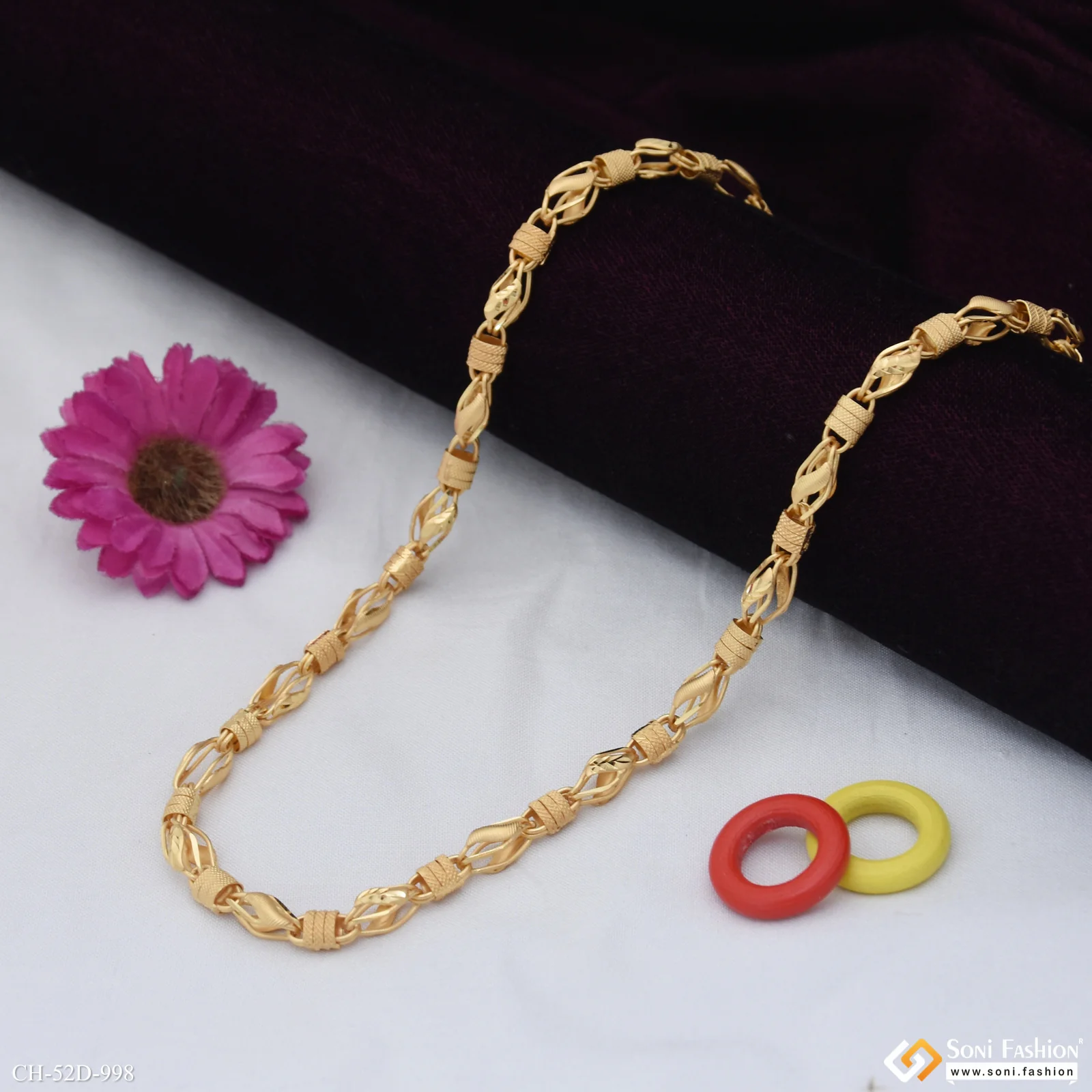 1 Gram Gold Plated Fancy Design High-Quality Chain for Men - Style D998 - Image 3