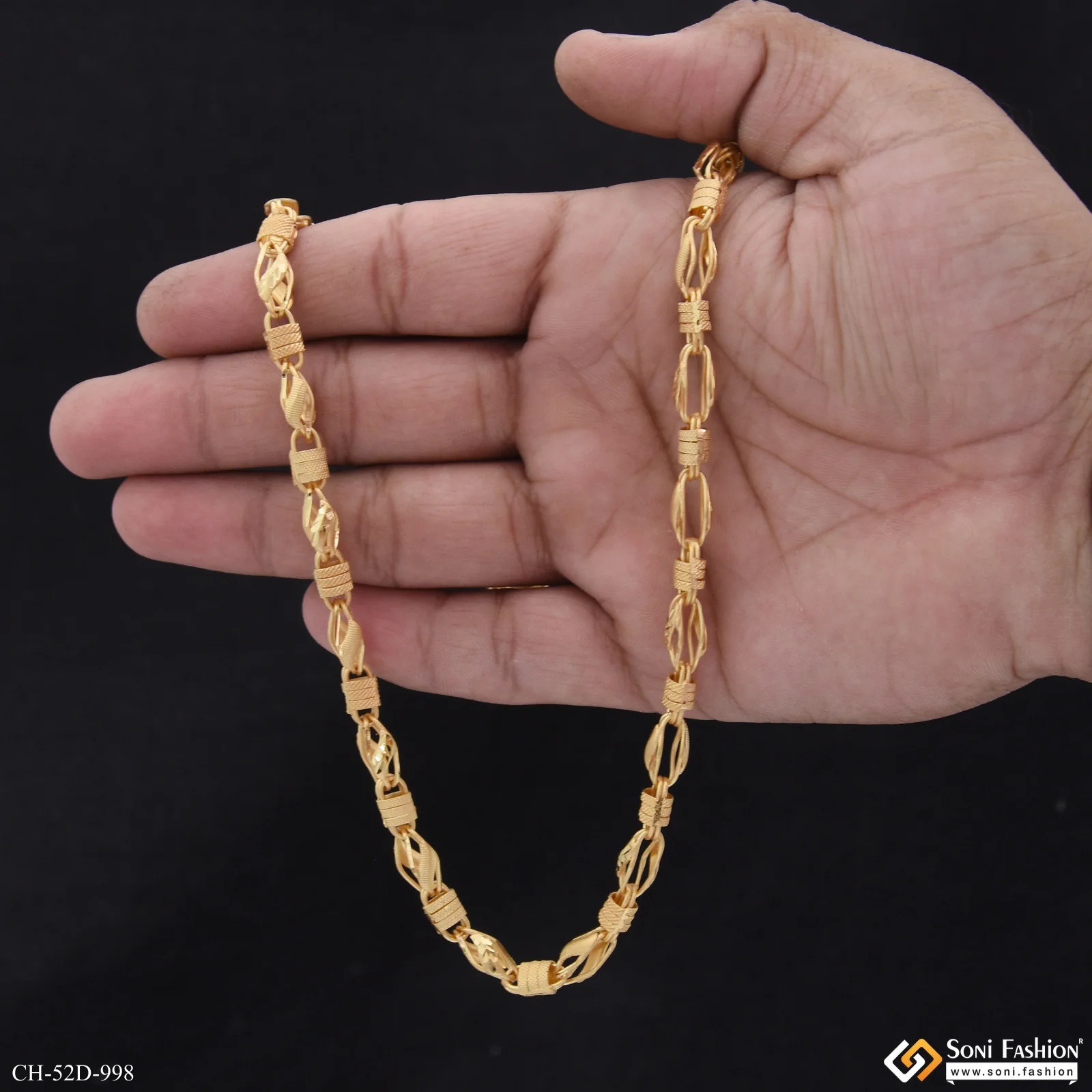 1 Gram Gold Plated Fancy Design High-Quality Chain for Men - Style D998 - Image 4