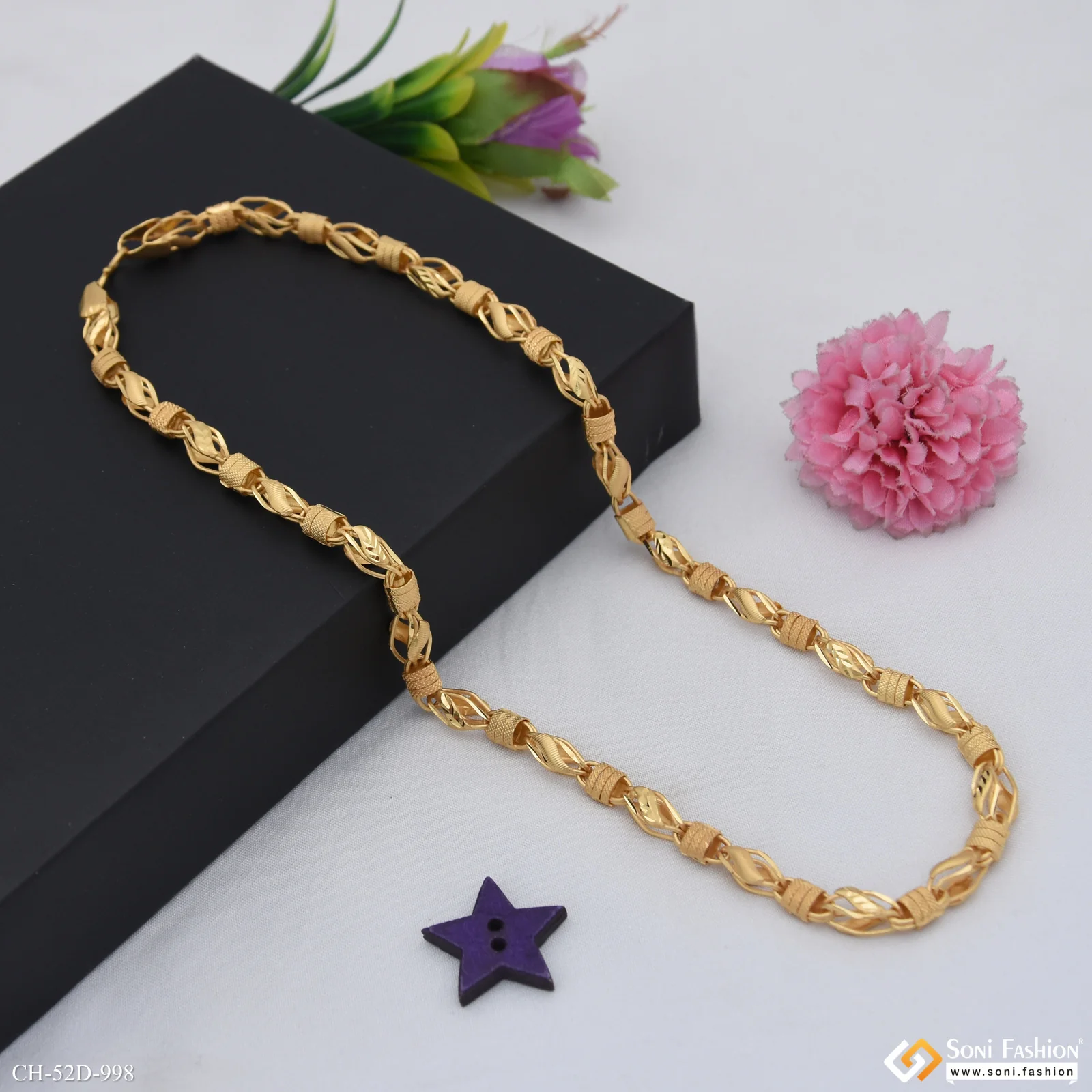 1 Gram Gold Plated Fancy Design High-Quality Chain for Men - Style D998 - Image 5