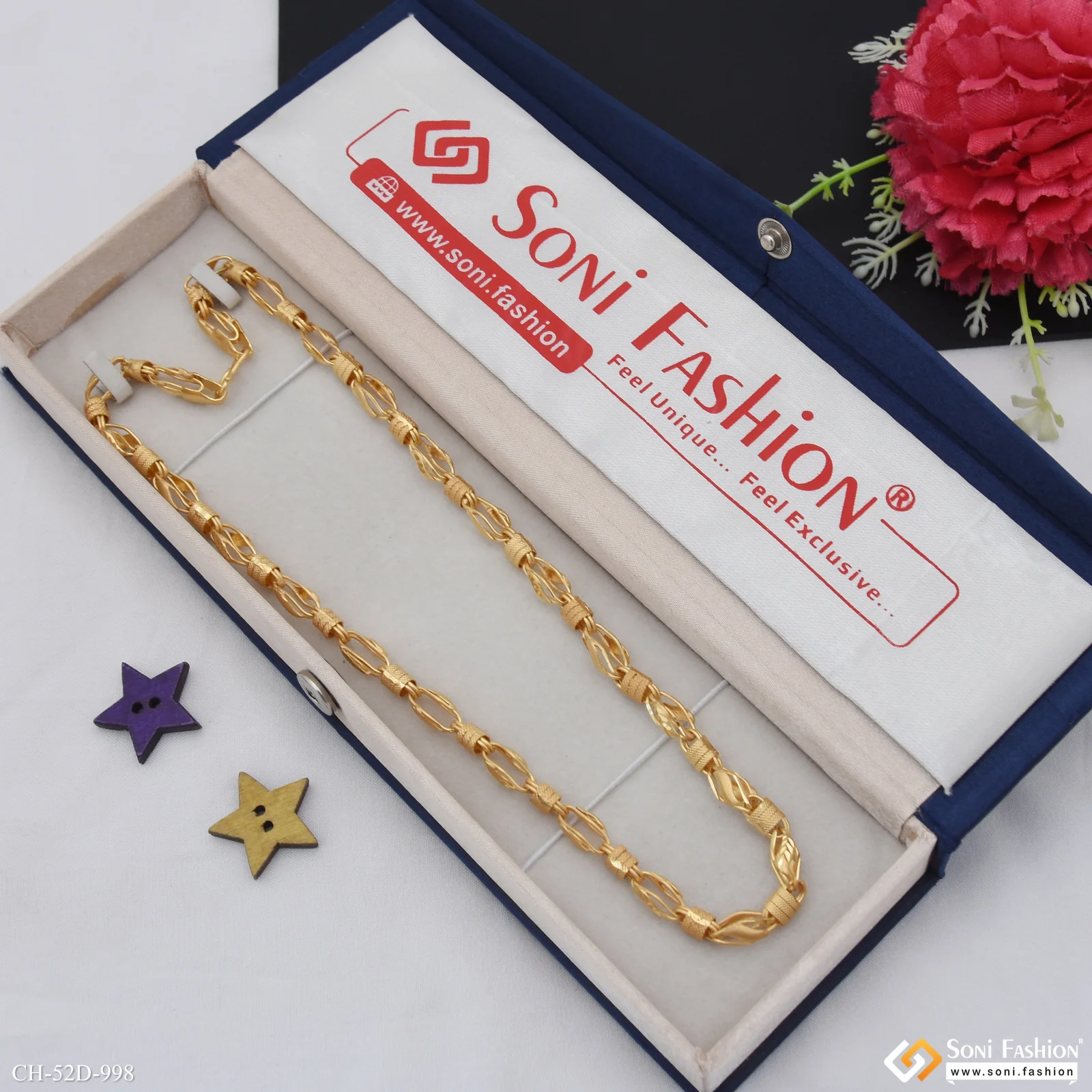 1 Gram Gold Plated Fancy Design High-Quality Chain for Men - Style D998 - Image 6
