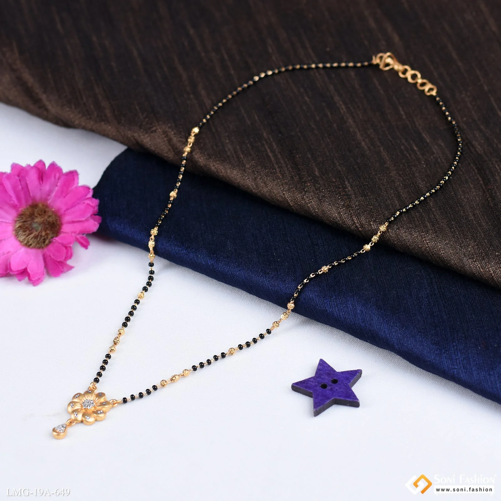 1 Gram Gold Plated Fancy Design Mangalsutra for Women - Style A649 - Image 3