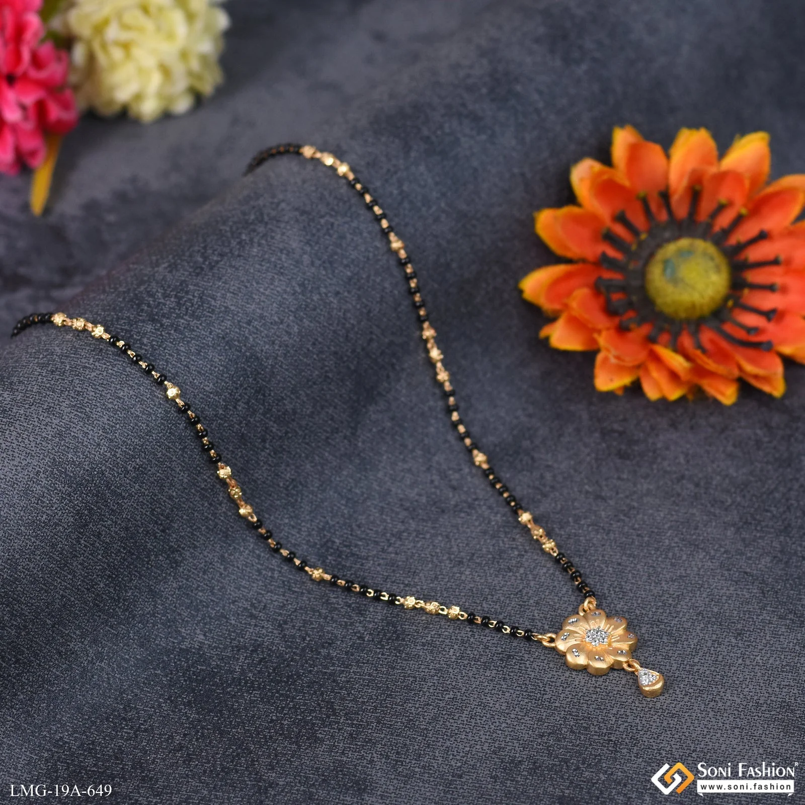 1 Gram Gold Plated Fancy Design Mangalsutra for Women - Style A649 - Image 4