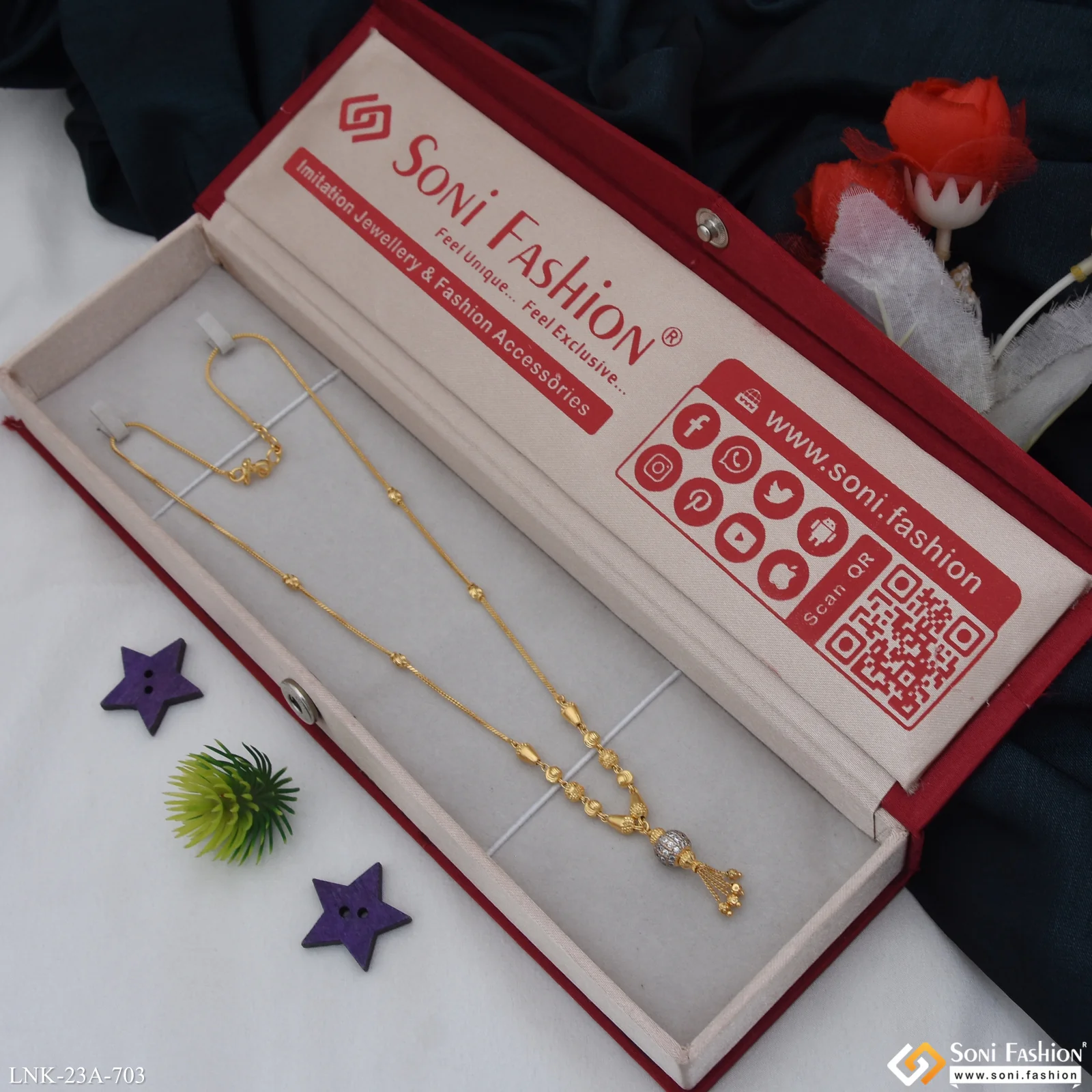 1 Gram Gold Plated Fancy Design Necklace for Ladies - Style A703 - Image 3