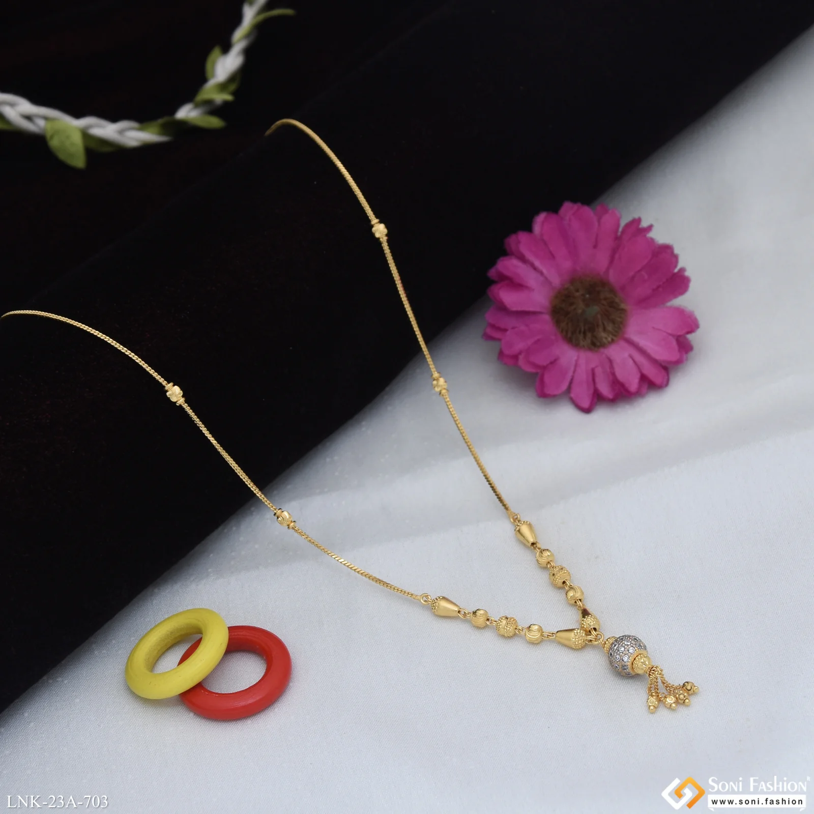 1 Gram Gold Plated Fancy Design Necklace for Ladies - Style A703 - Image 4