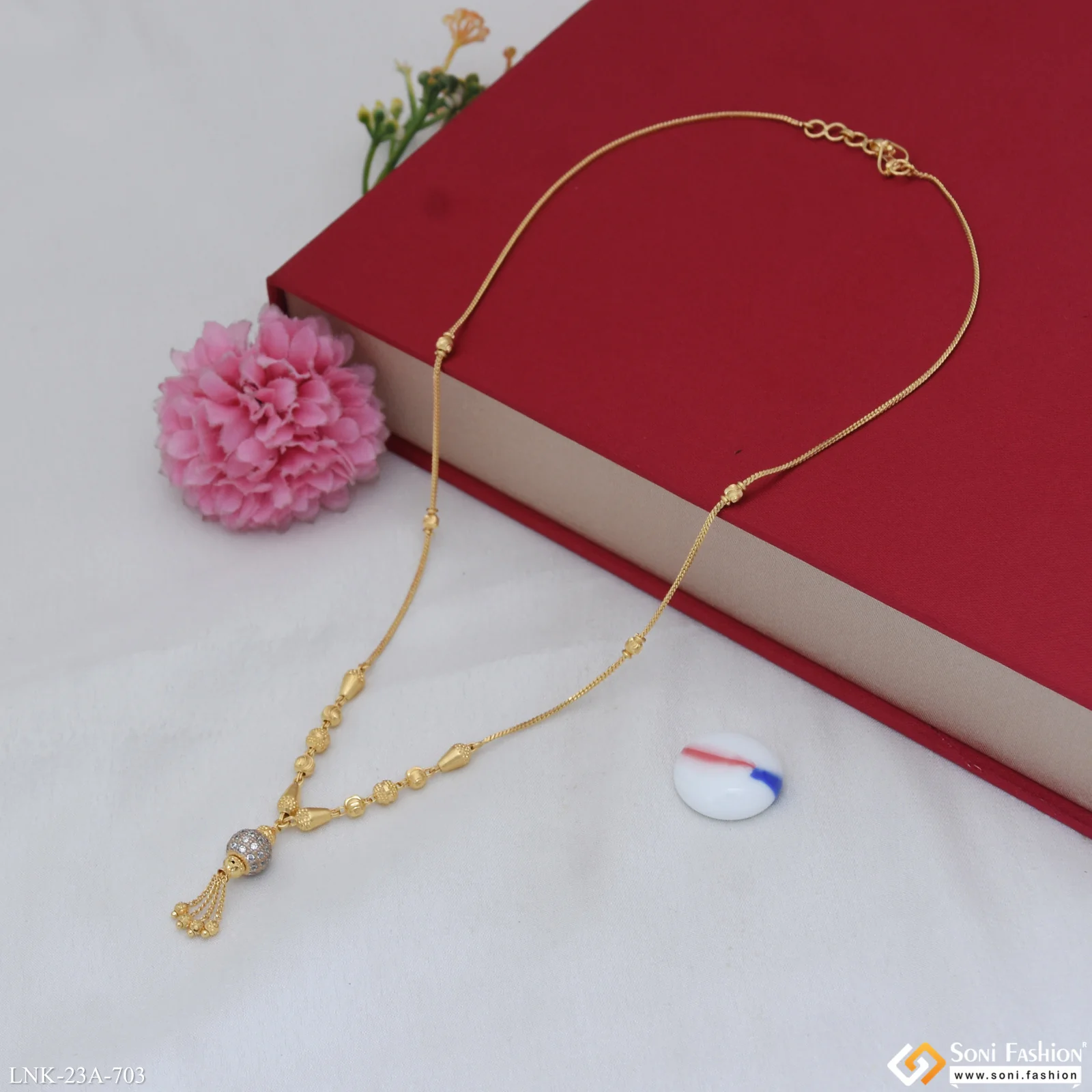 1 Gram Gold Plated Fancy Design Necklace for Ladies - Style A703 - Image 5
